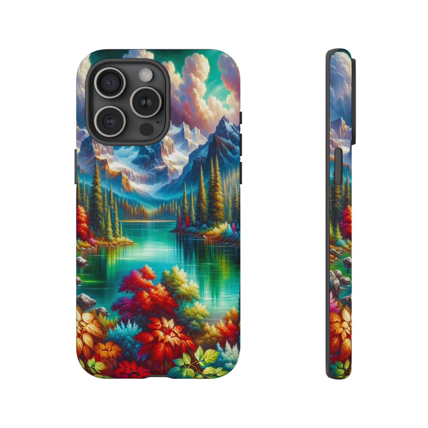 Colorful Mountain Lake Scene - Phone Case