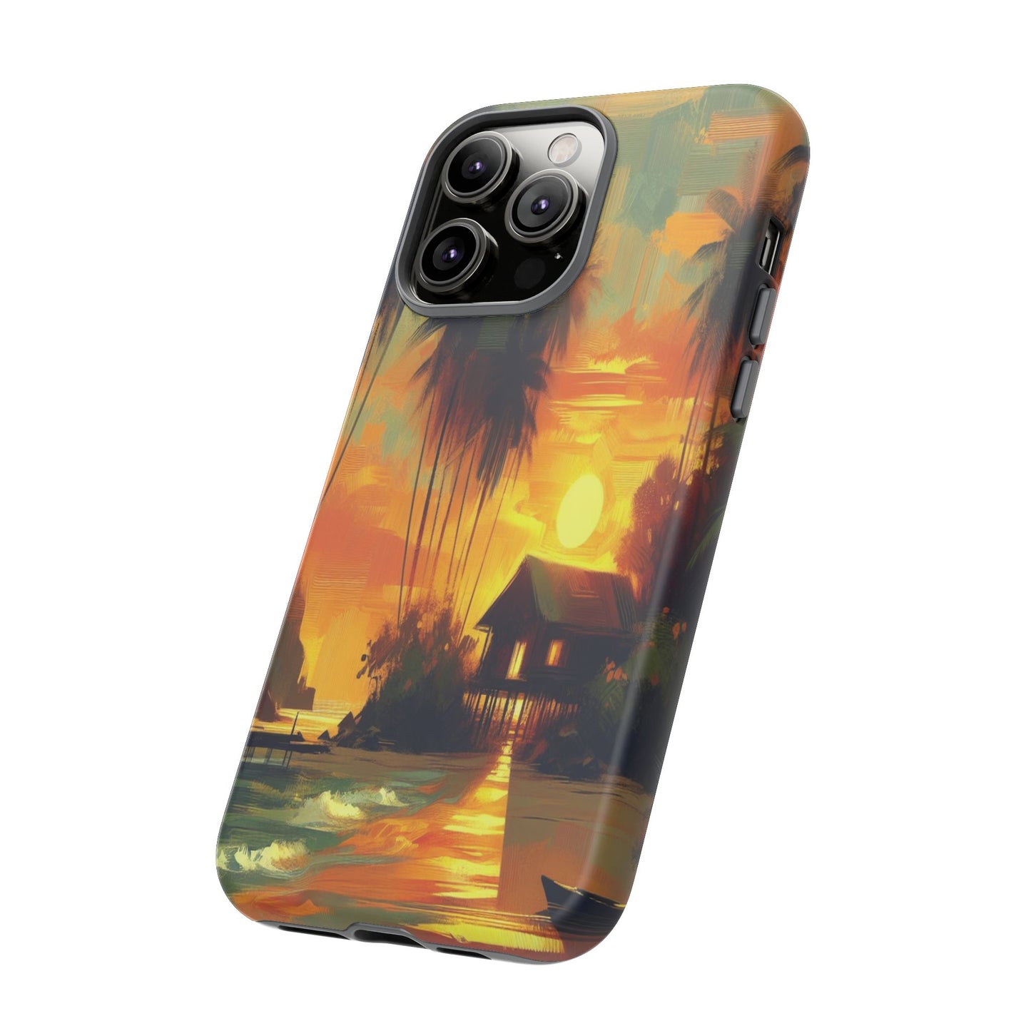 Protective Island Paradise at Dusk Iphone Case Compatible With Iphone 16 15 14 - Phone Cover