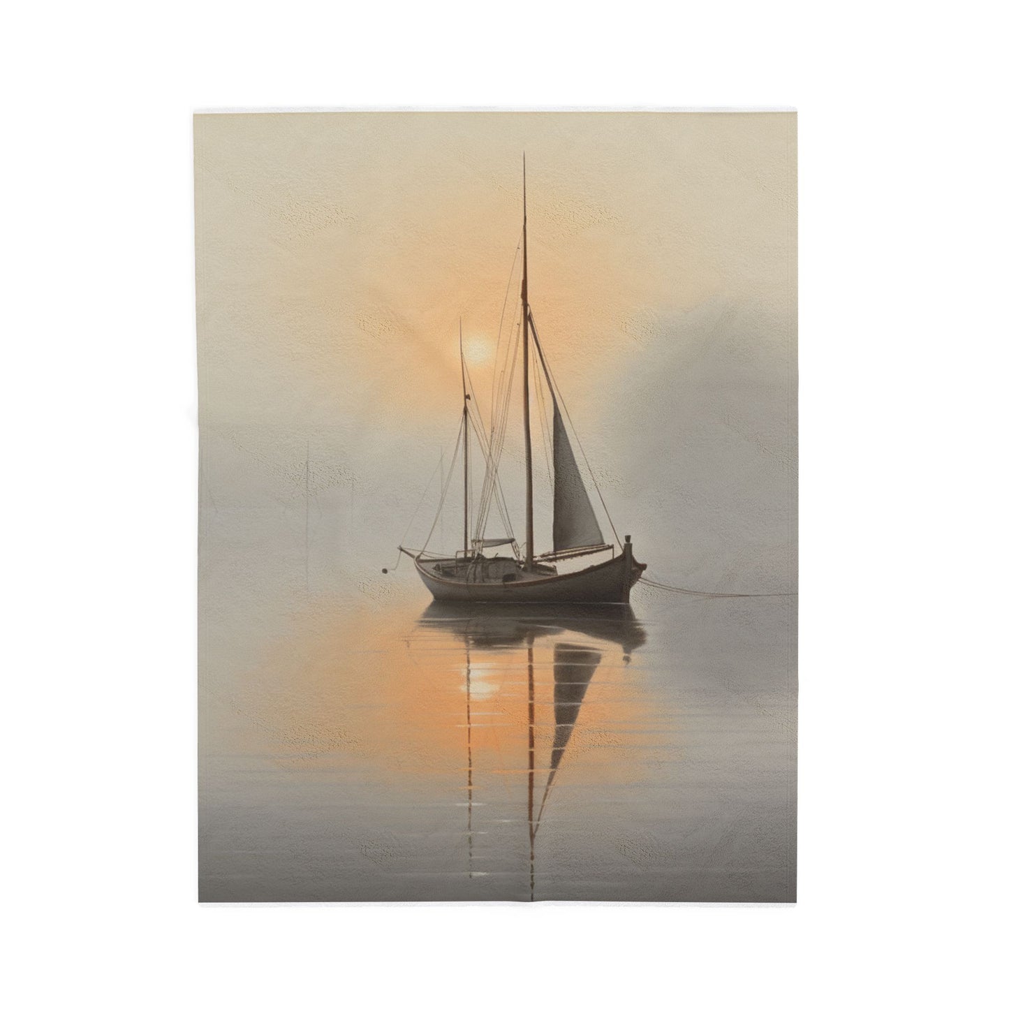 Misty Dawn Sailing Tranquility- Plush Blanket