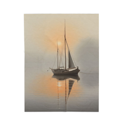 Misty Dawn Sailing Tranquility- Plush Blanket
