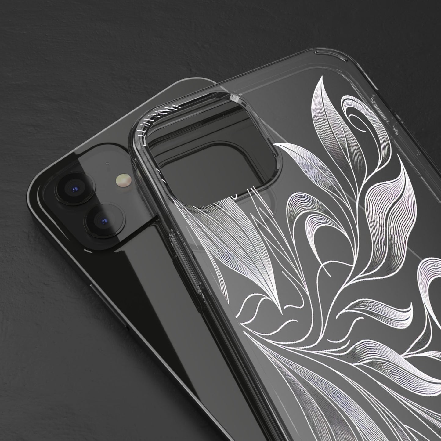 Transparent Nature's Embrace in Linework Iphone Case Compatible With Iphone 16 15 14 - Clear Phone Cover