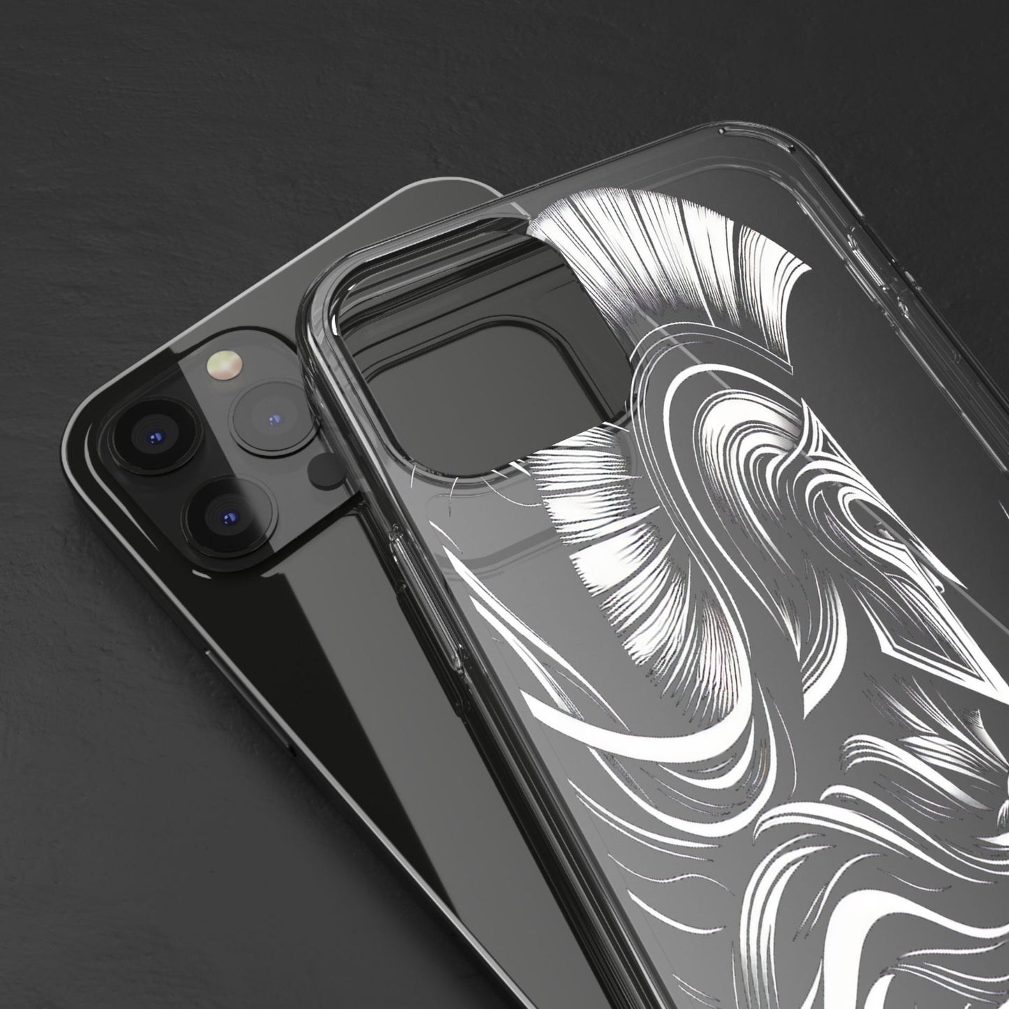 Transparent Helmeted Sentinel in Monochrome Motion Iphone Case Compatible With Iphone 16 15 14 - Clear Phone Cover