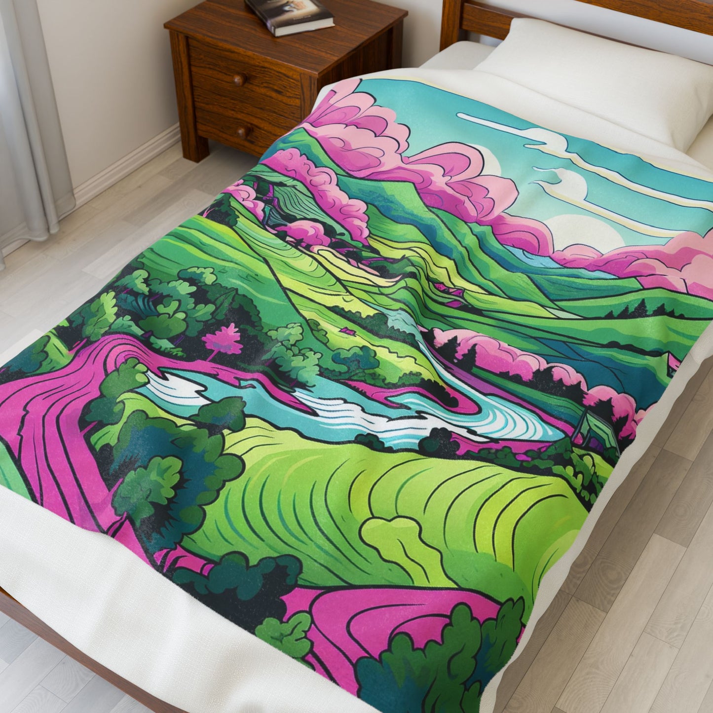 Vibrant Valley Dreamscape- Plush Blanket
