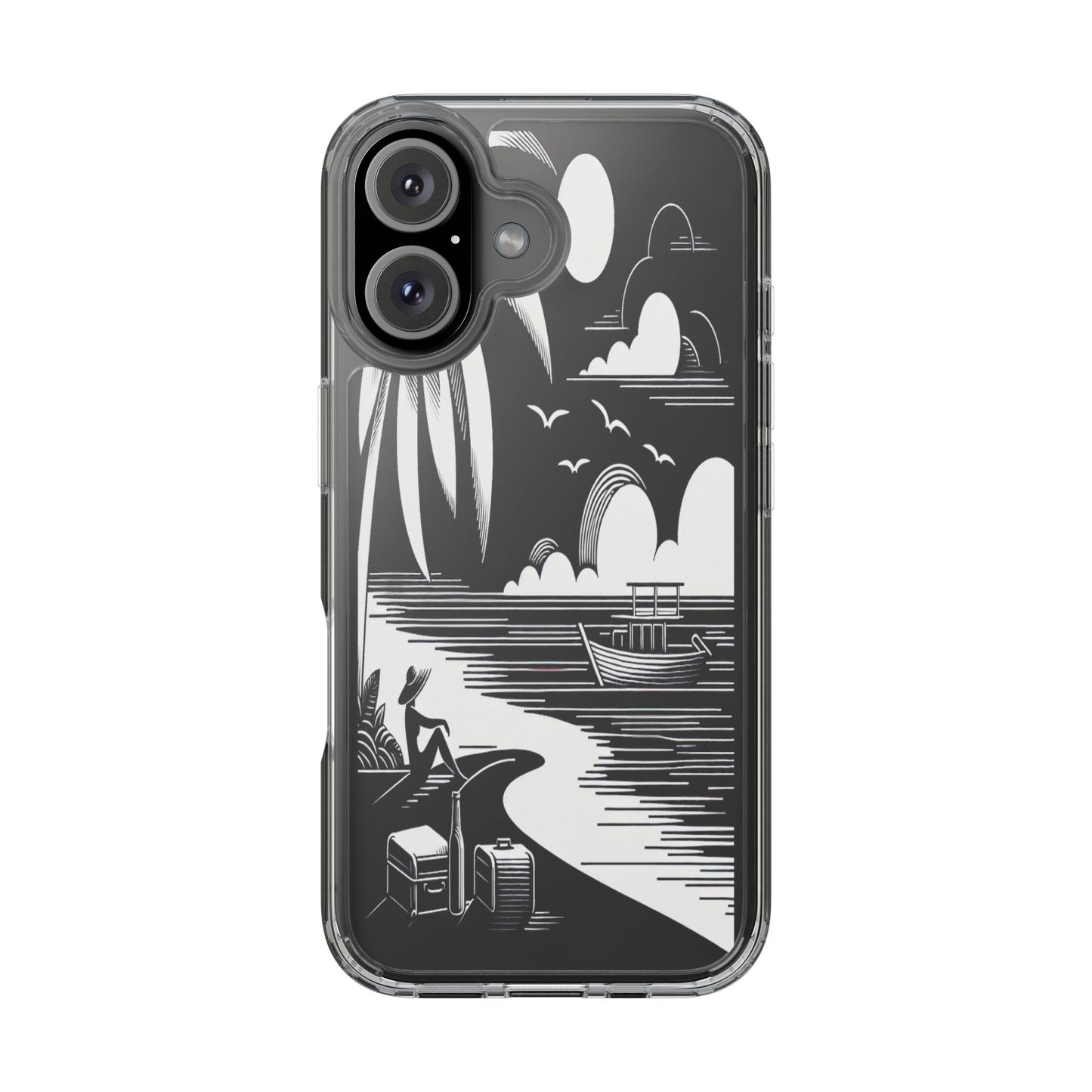 Transparent Journey on the Shore Iphone Case Compatible With Iphone 16 15 14 - Clear Phone Cover