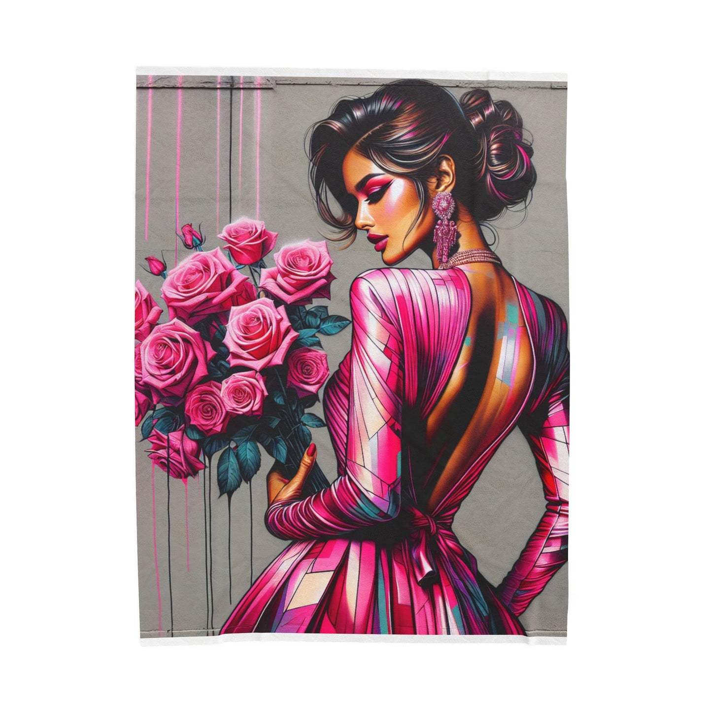 Pink Elegance Unveiled - Plush Blanket