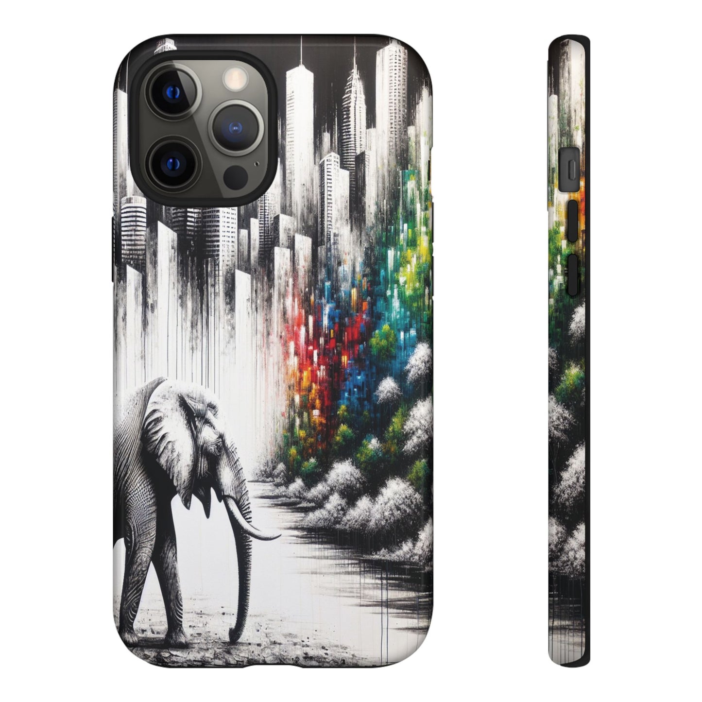 Protective Elephant's Journey Through the Cityscape Iphone Case Compatible With Iphone 16 15 14 - Phone Cover