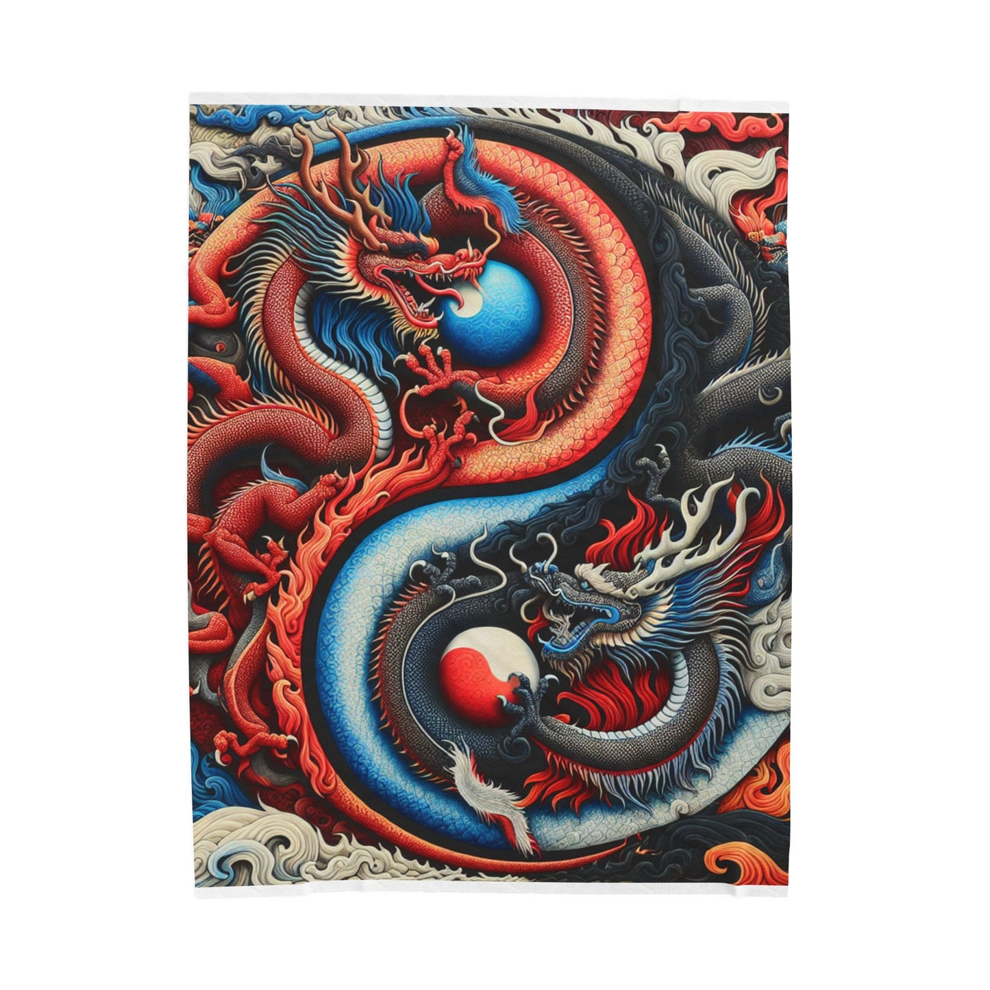 Yin Yang Dragons Balance - Plush Blanket