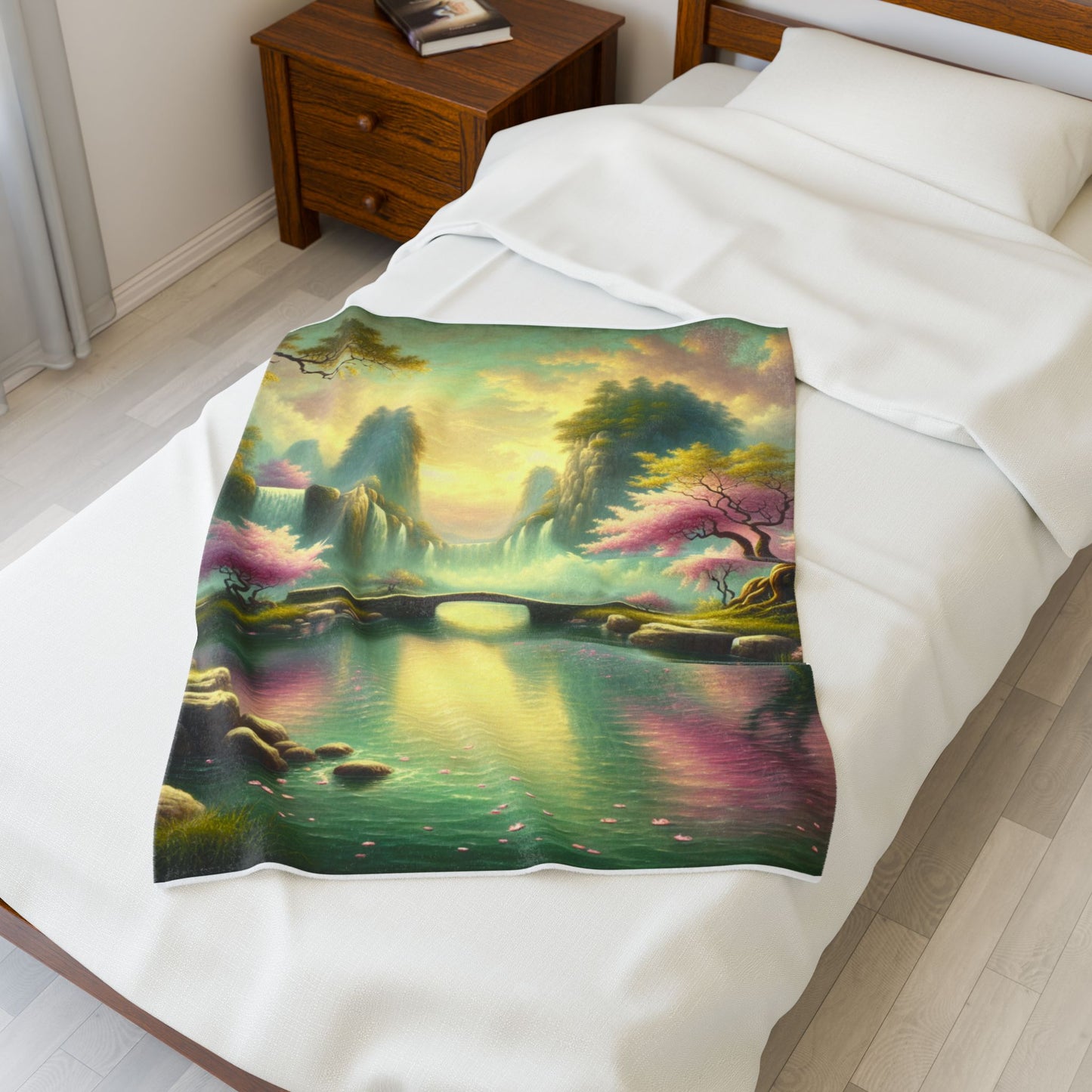 Idyllic Spring Cascade- Plush Blanket