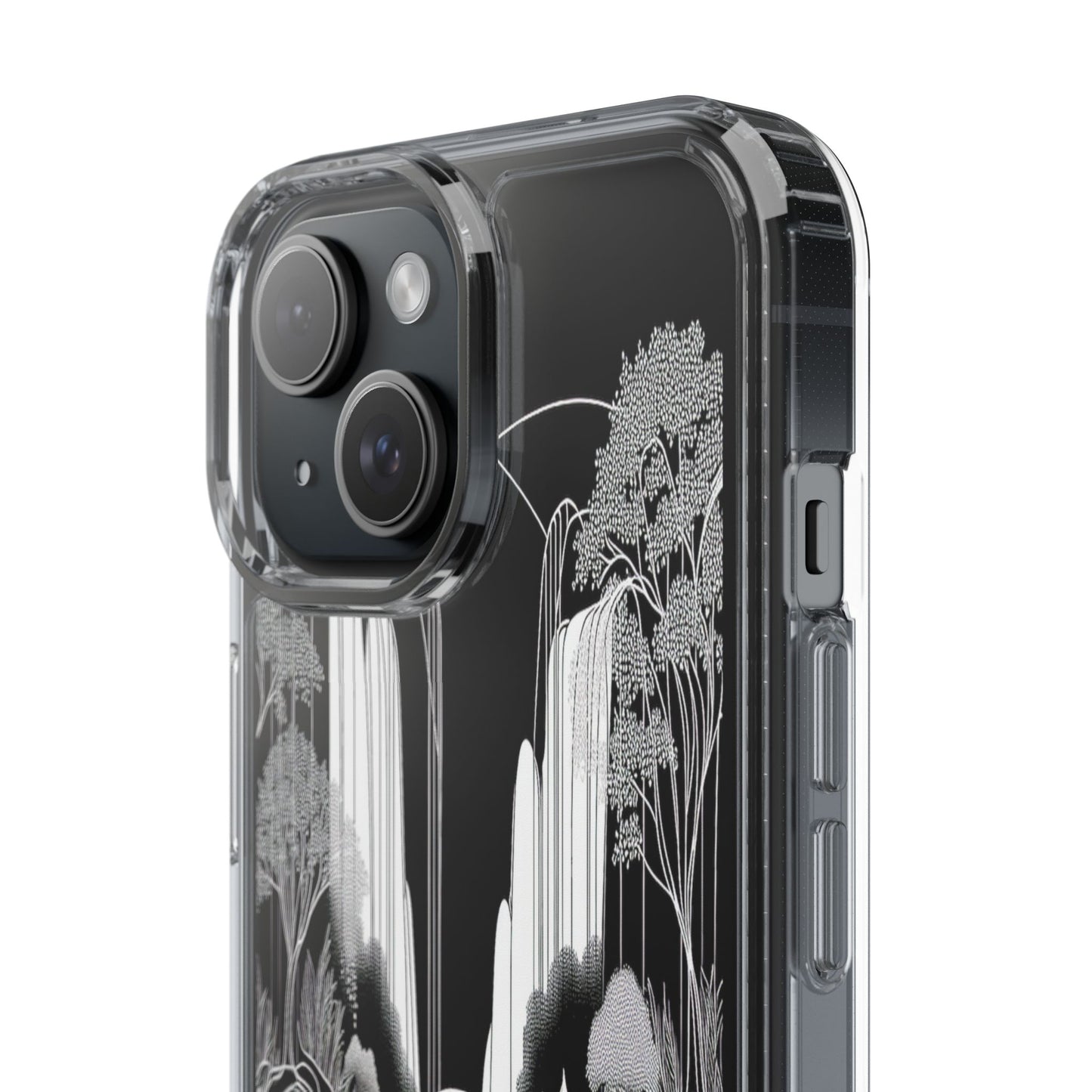 Transparent Waterfall Bridge Scene Iphone Case Compatible With Iphone 16 15 14 - Clear Phone Cover