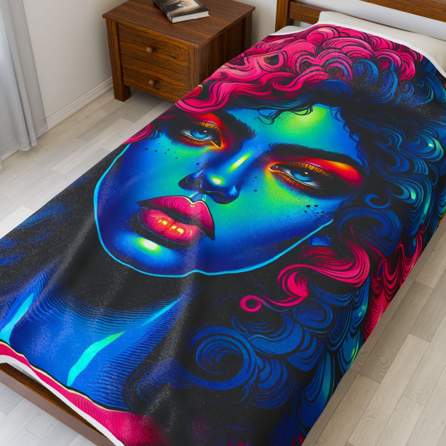 Neon Portraiture Fusion- Plush Blanket