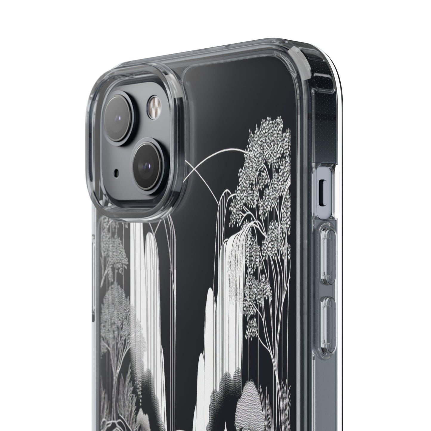 Transparent Waterfall Bridge Scene Iphone Case Compatible With Iphone 16 15 14 - Clear Phone Cover