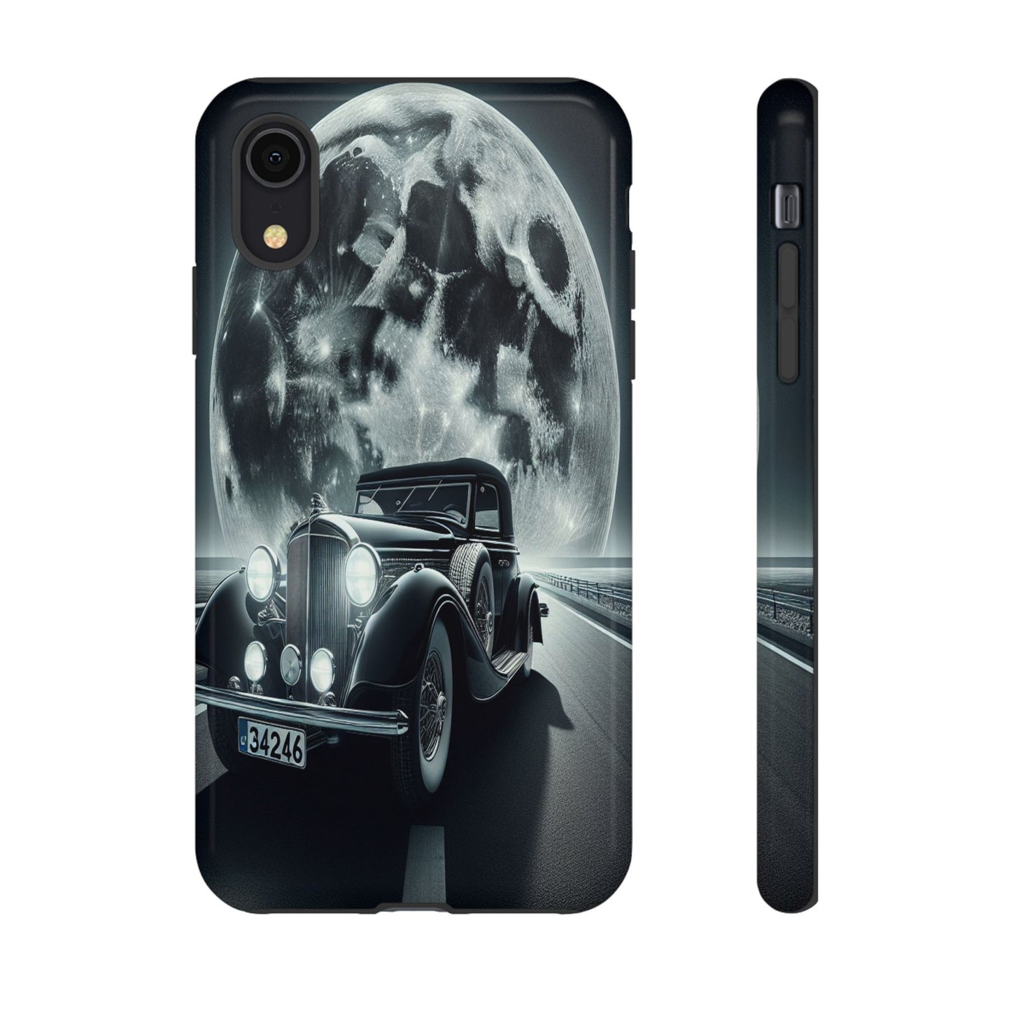 Moonlit Journey with Classic Car - Phone Case