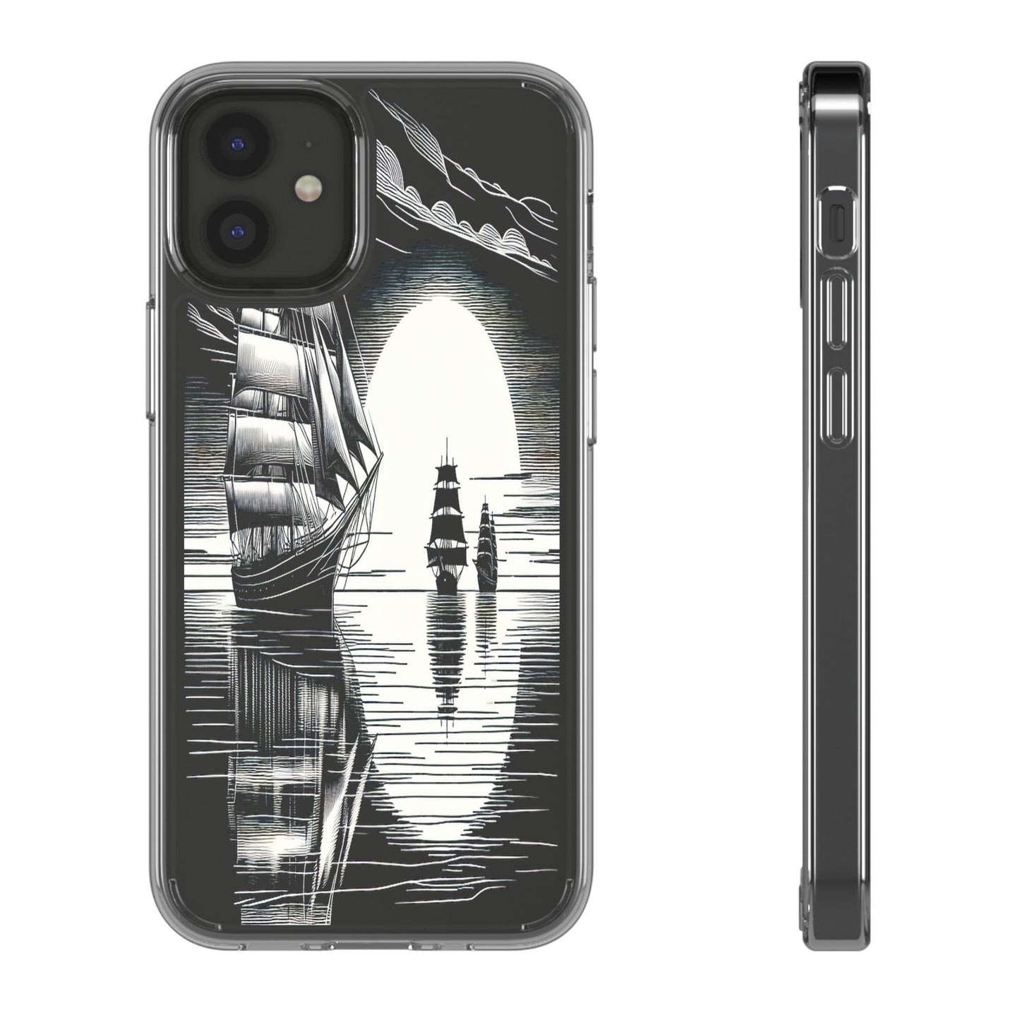 Transparent Sailboats on the Horizon Iphone Case Compatible With Iphone 16 15 14 - Clear Phone Cover