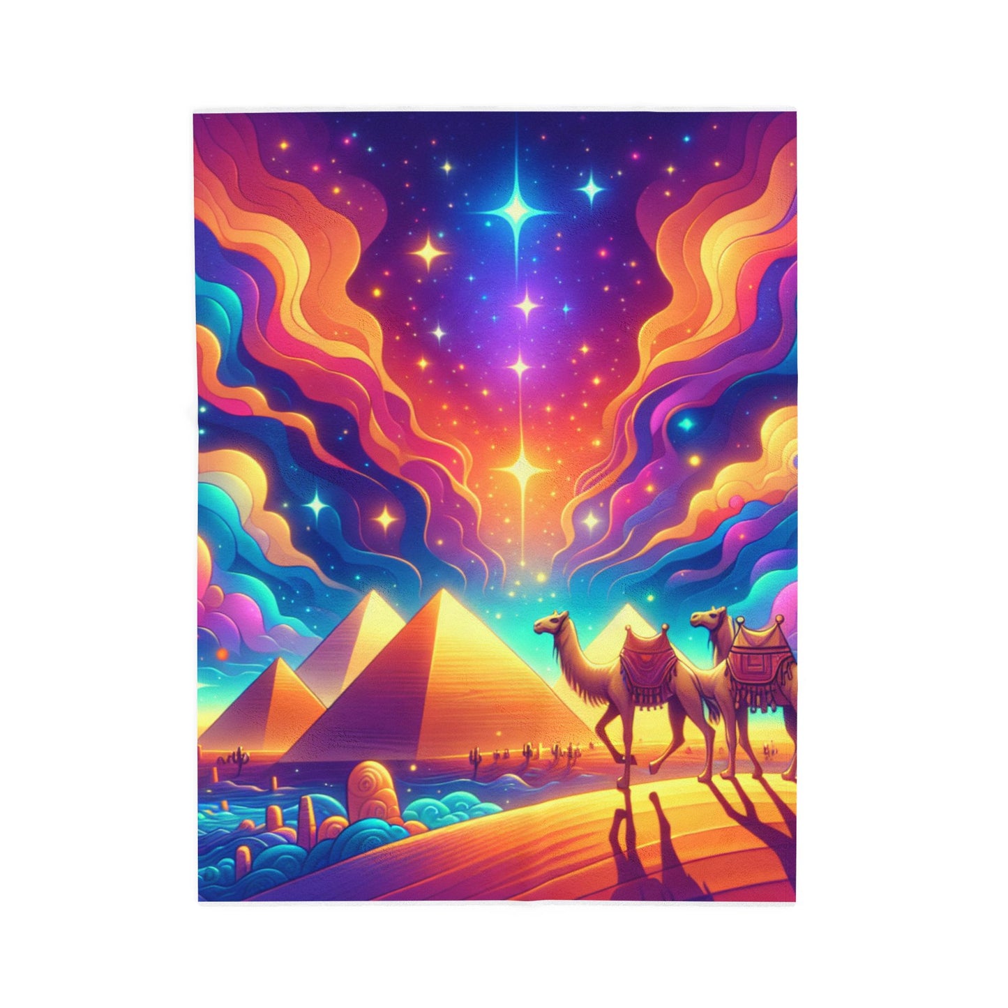 Journey through the Starry Desert - Plush Blanket