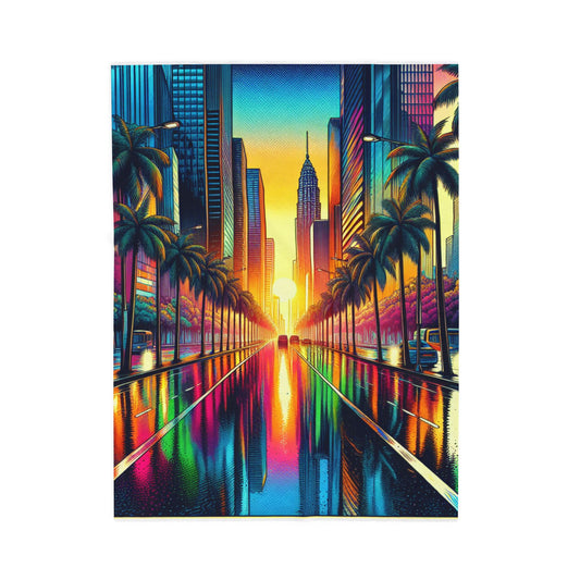 Dreamy Cityscape Illumination - Plush Blanket