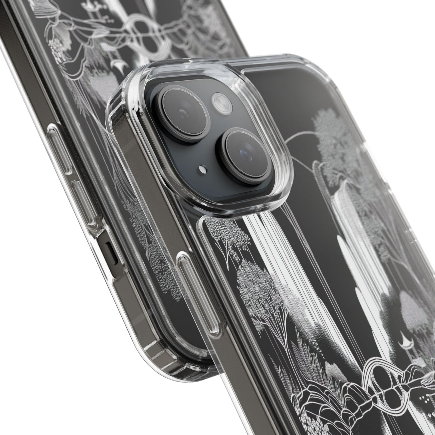 Transparent Waterfall Bridge Scene Iphone Case Compatible With Iphone 16 15 14 - Clear Phone Cover