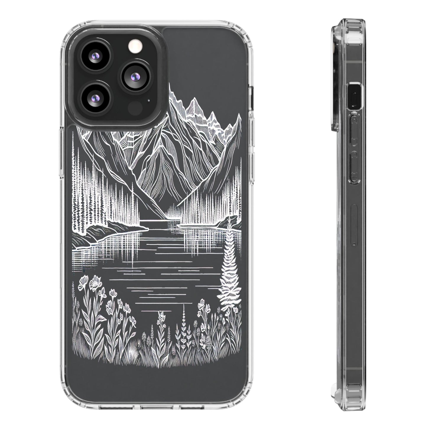 Transparent Majestic Peaks and Flora Iphone Case Compatible With Iphone 16 15 14 - Clear Phone Cover