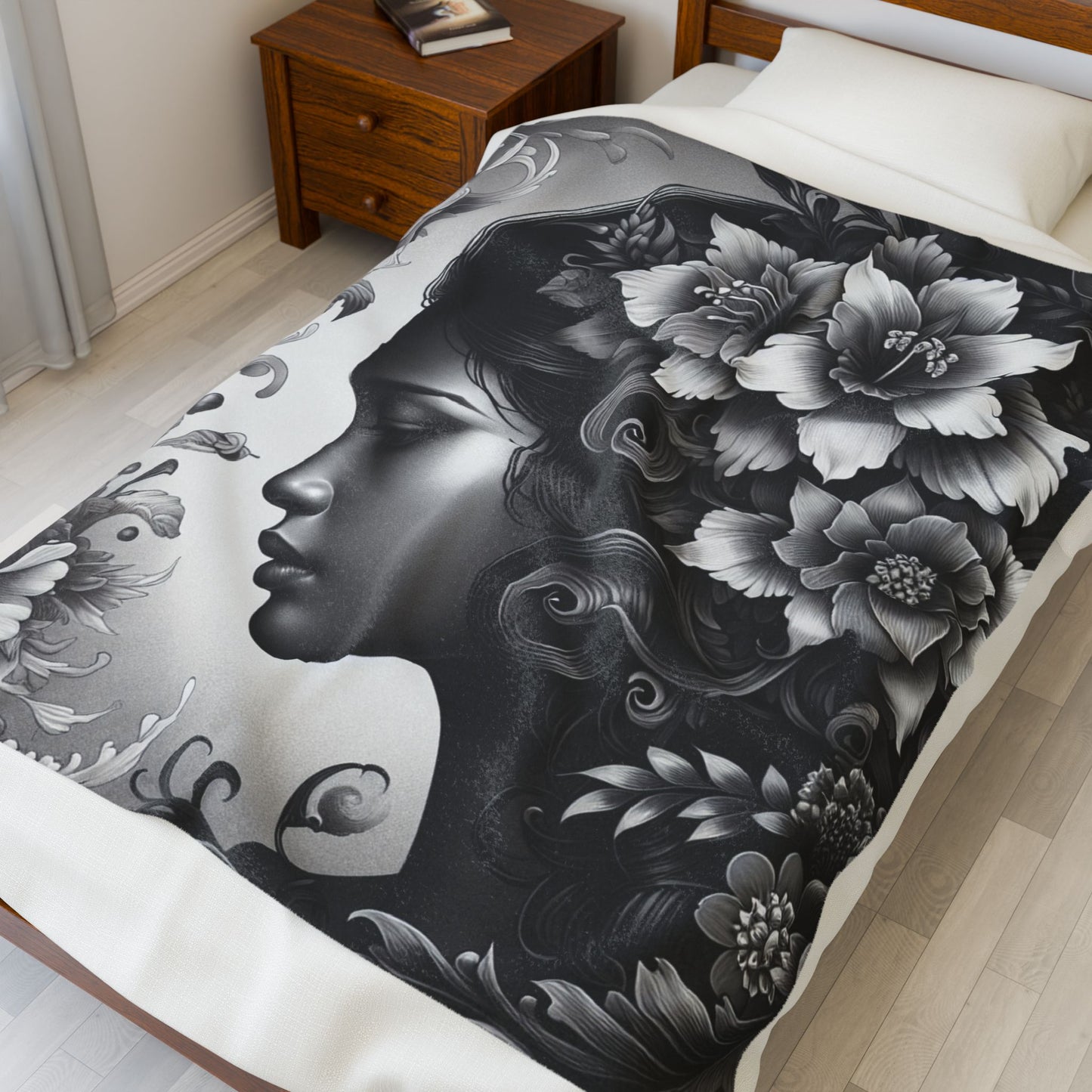 Monochrome Garden Whisper- Plush Blanket