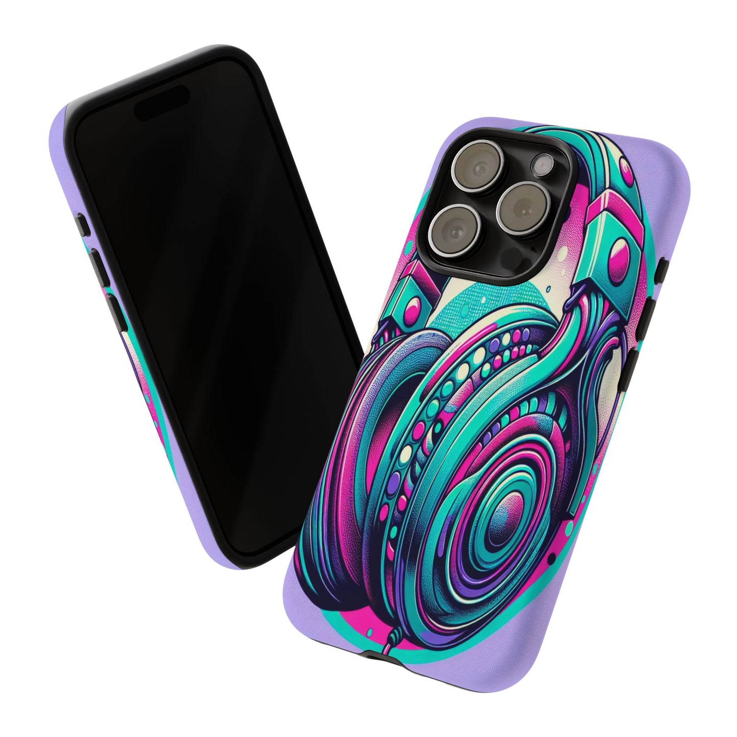 Custom ProtectiveHeadphone Vibes in Electric ColorsIphone Case Compatible With Iphone 16 15 14 - Phone Cover