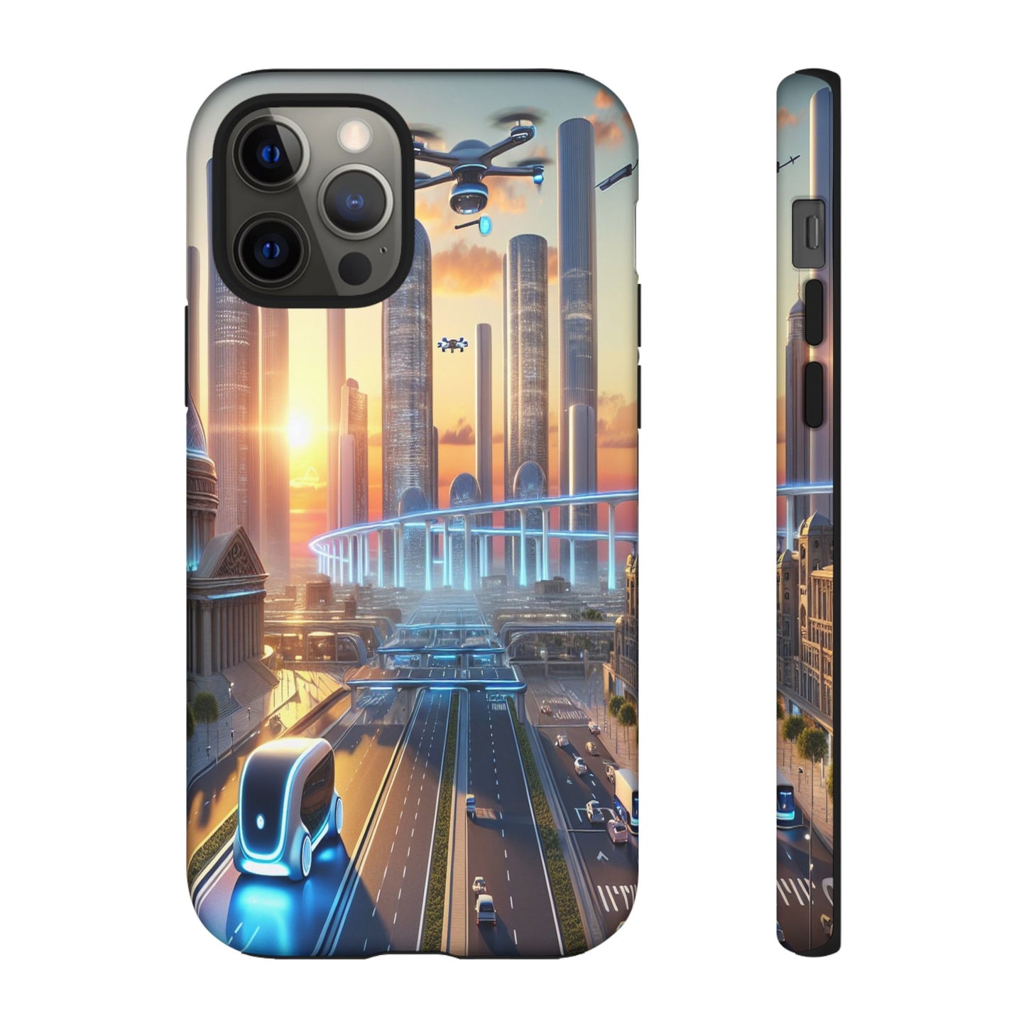 Futuristic Cityscape Unveiled - Phone Case