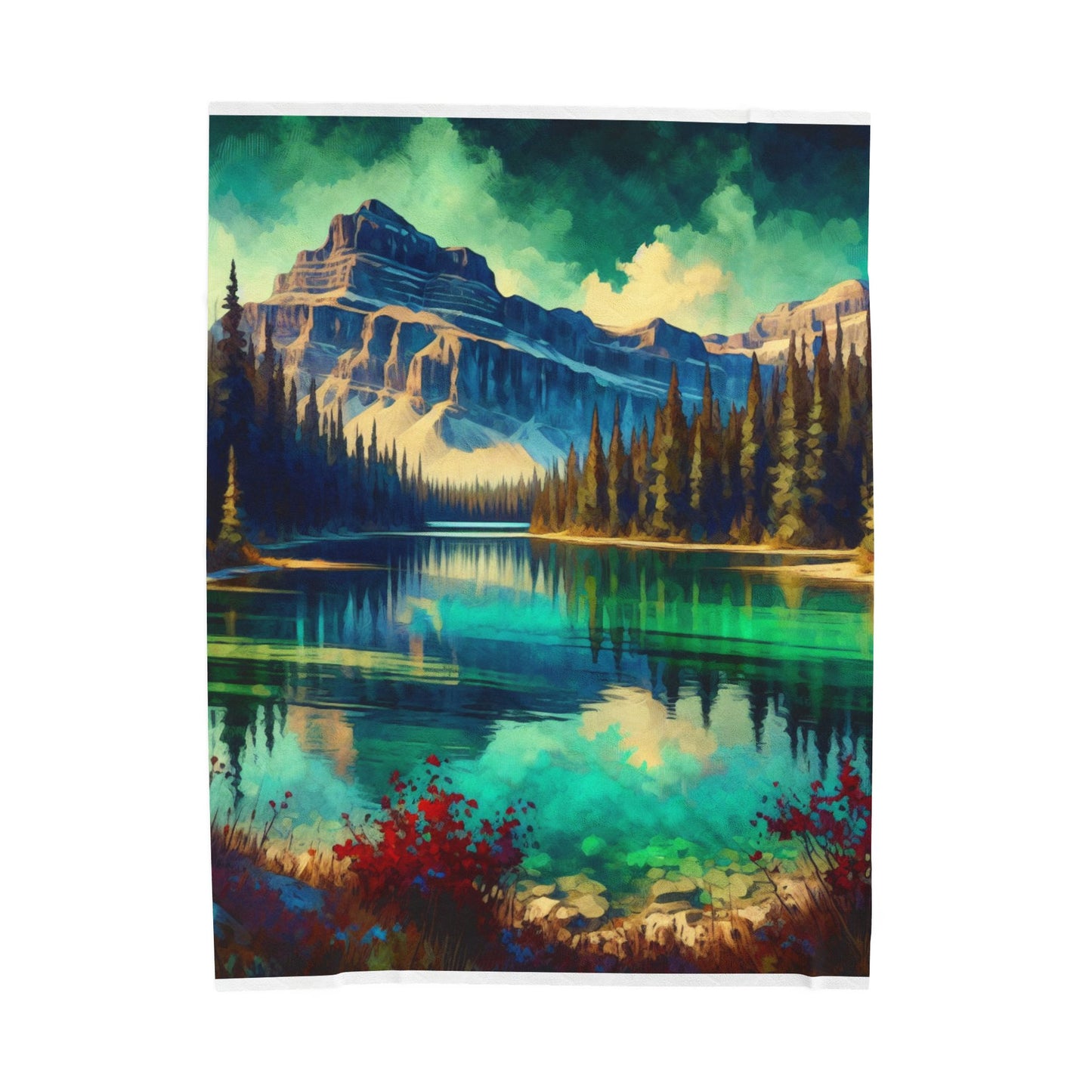 Alpine Serene Waterscape- Plush Blanket