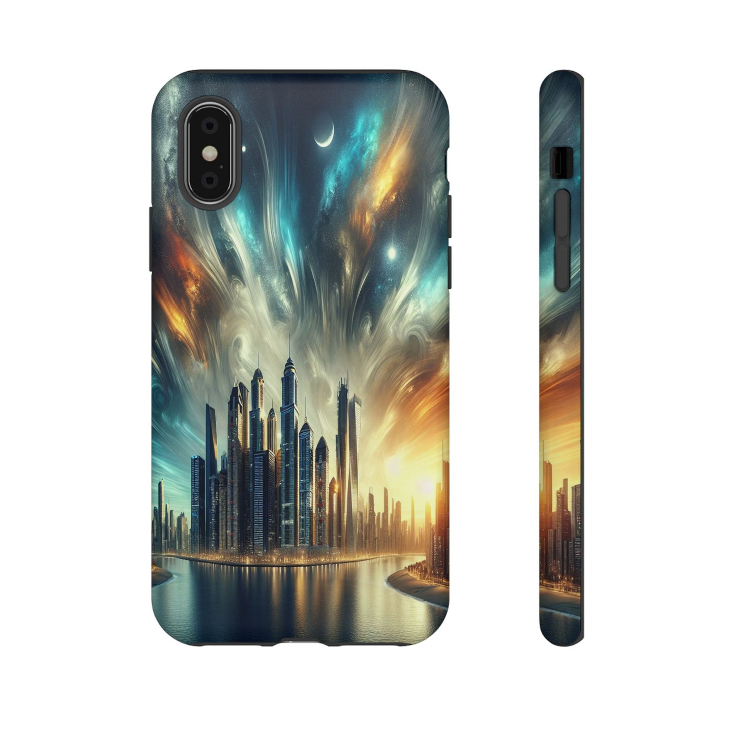 Cityscape under Celestial Tapestry - Phone Case
