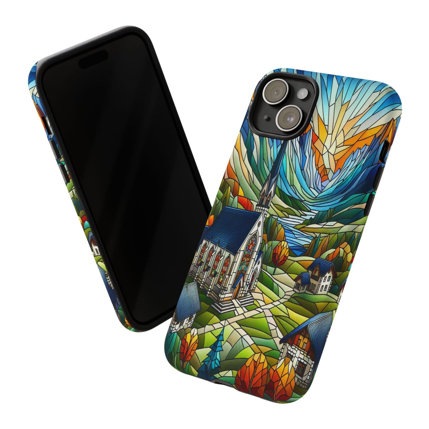 Stained Glass Countryside Scene - Phone Case