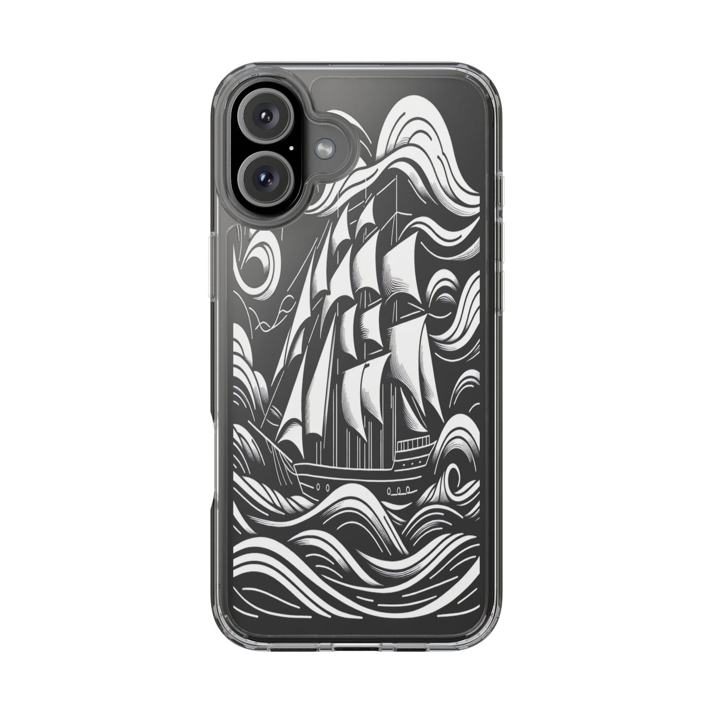 Transparent Journey on the Waves Iphone Case Compatible With Iphone 16 15 14 - Clear Phone Cover