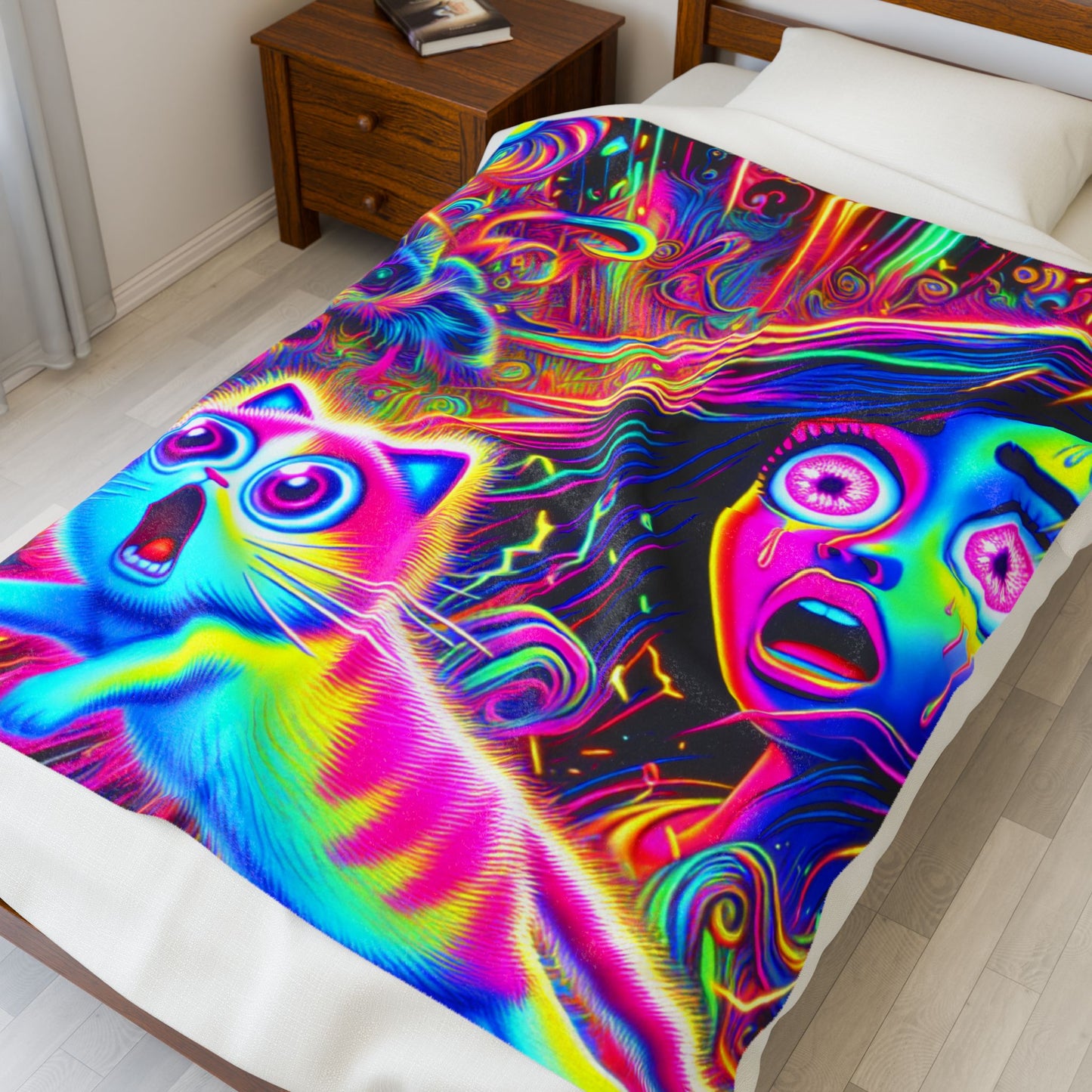 Neon Burst Fantasy - Plush Blanket