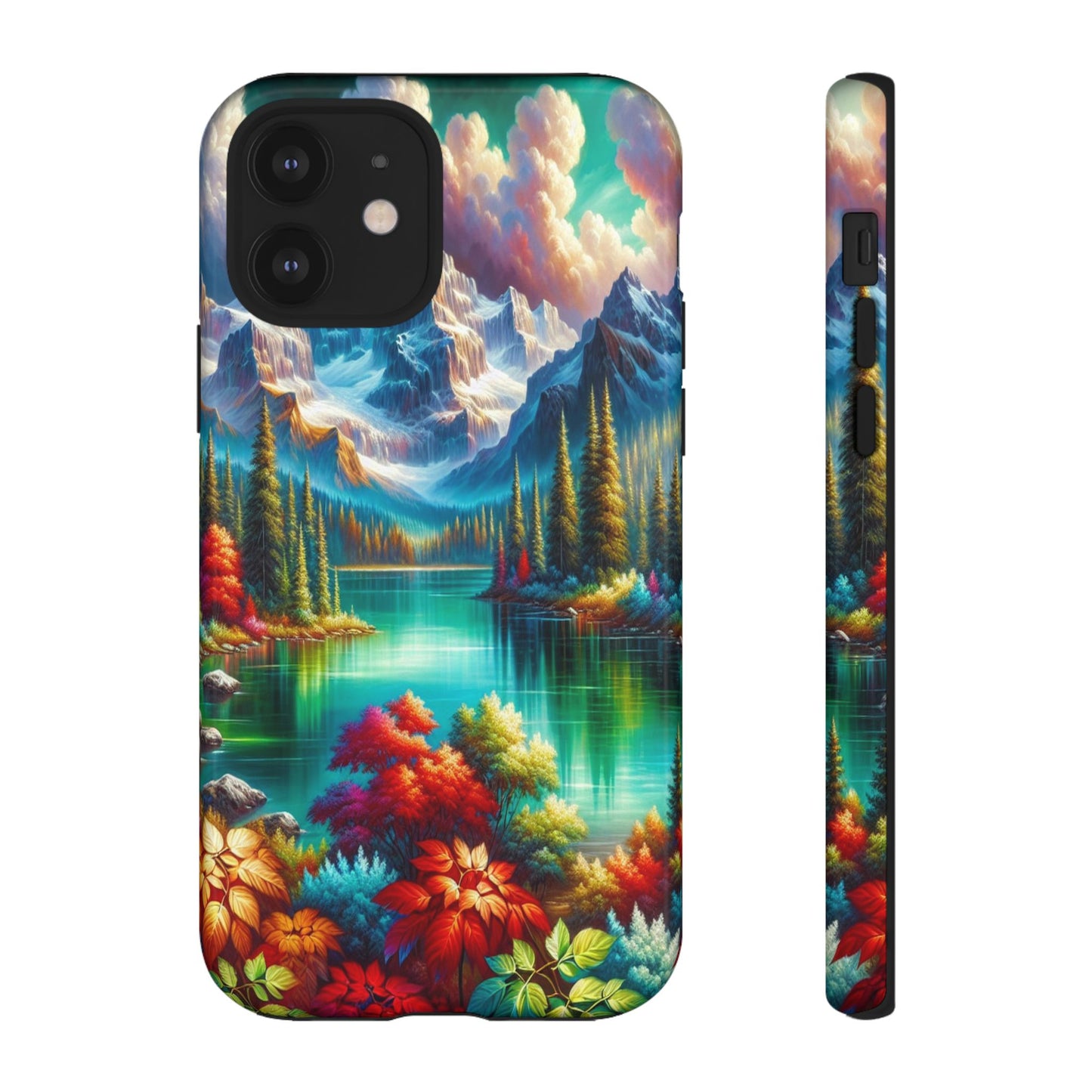 Colorful Mountain Lake Scene - Phone Case