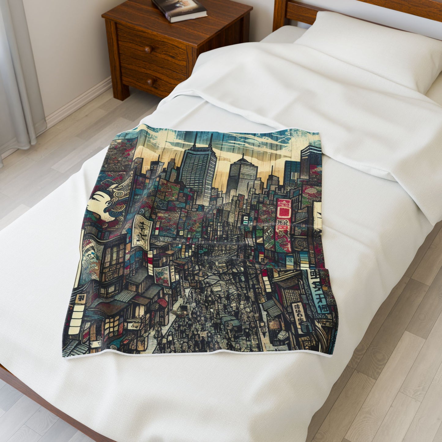 Bustling Streets of Imagination - Plush Blanket