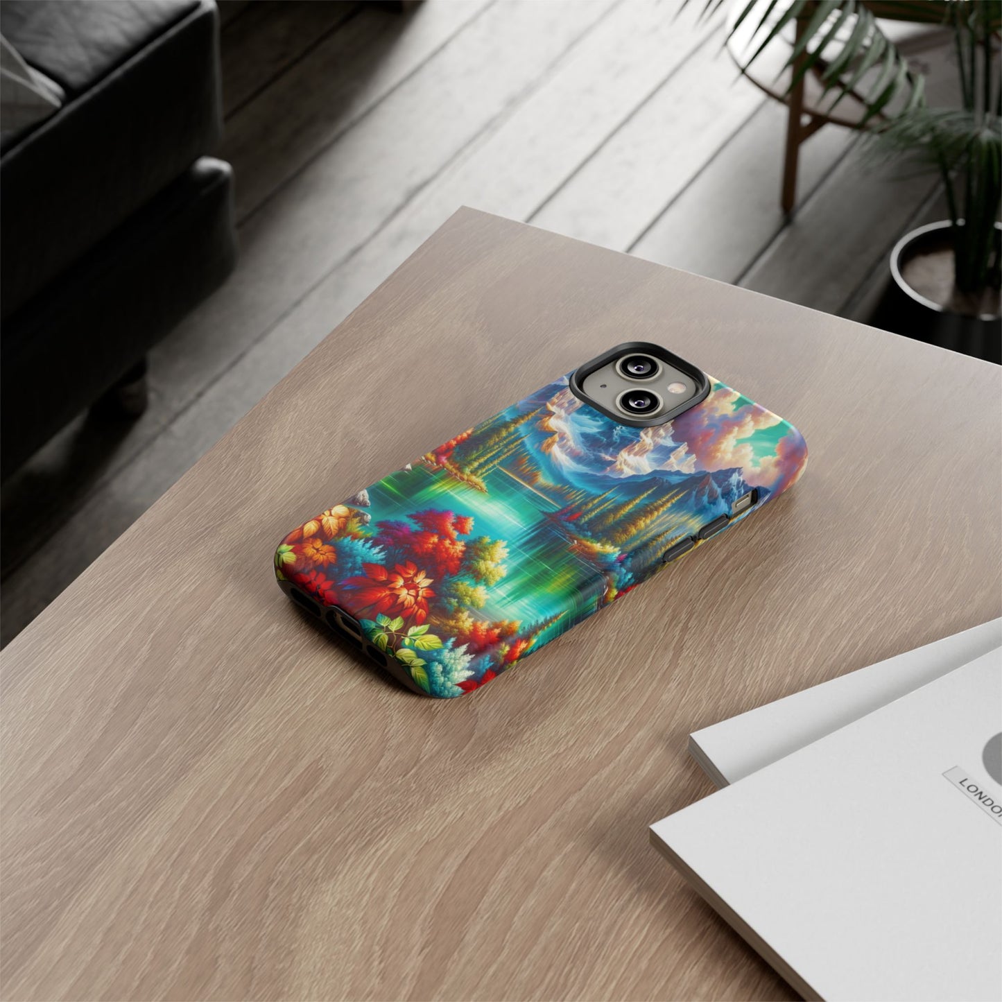 Colorful Mountain Lake Scene - Phone Case