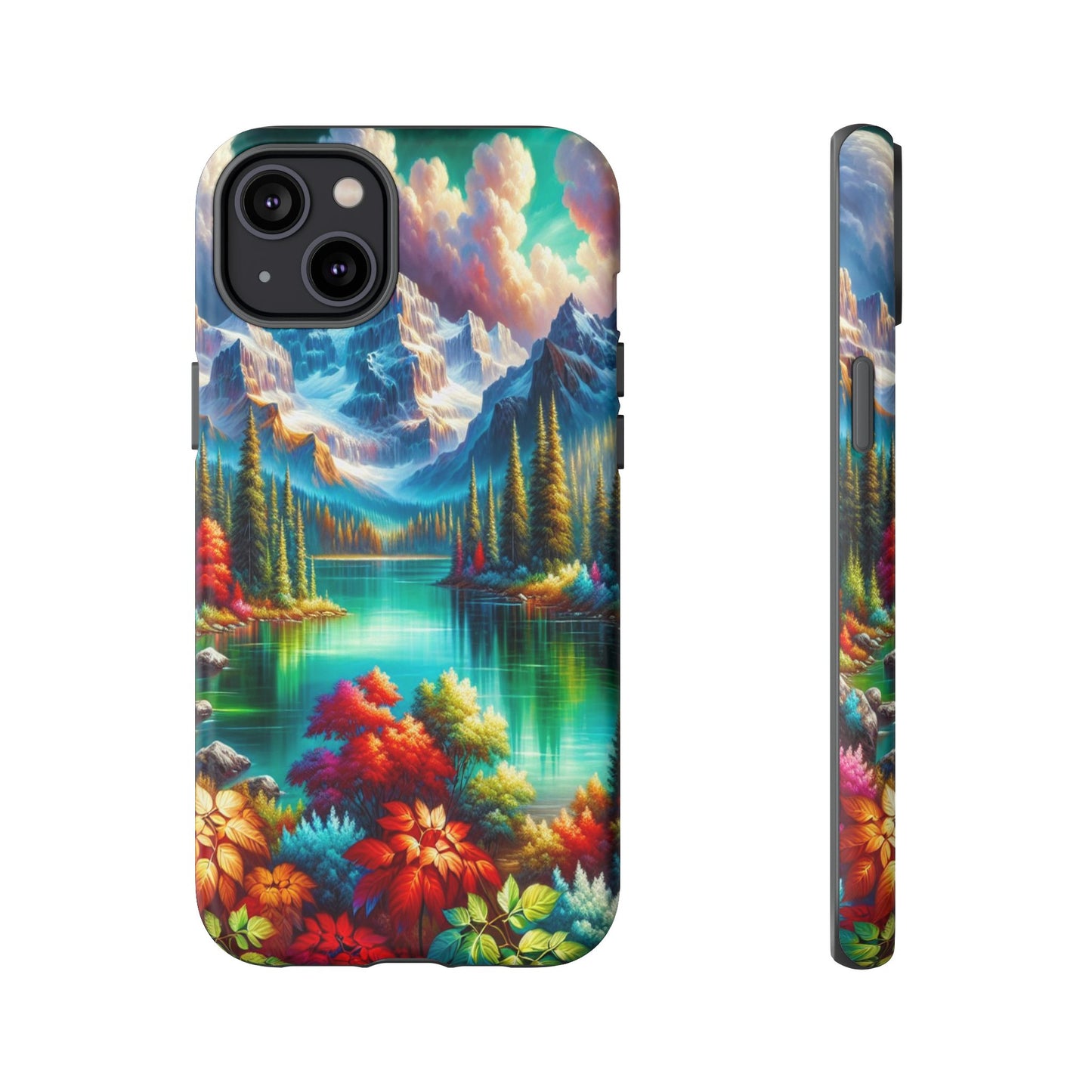 Colorful Mountain Lake Scene - Phone Case