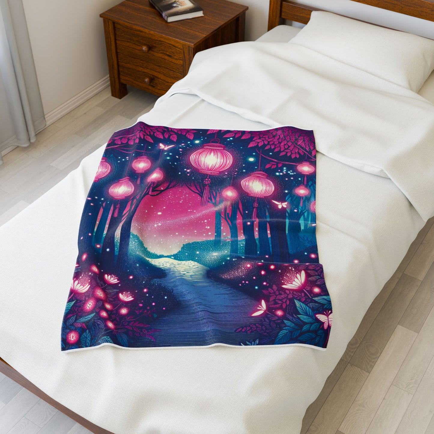 Lanterns Among the Trees - Plush Blanket