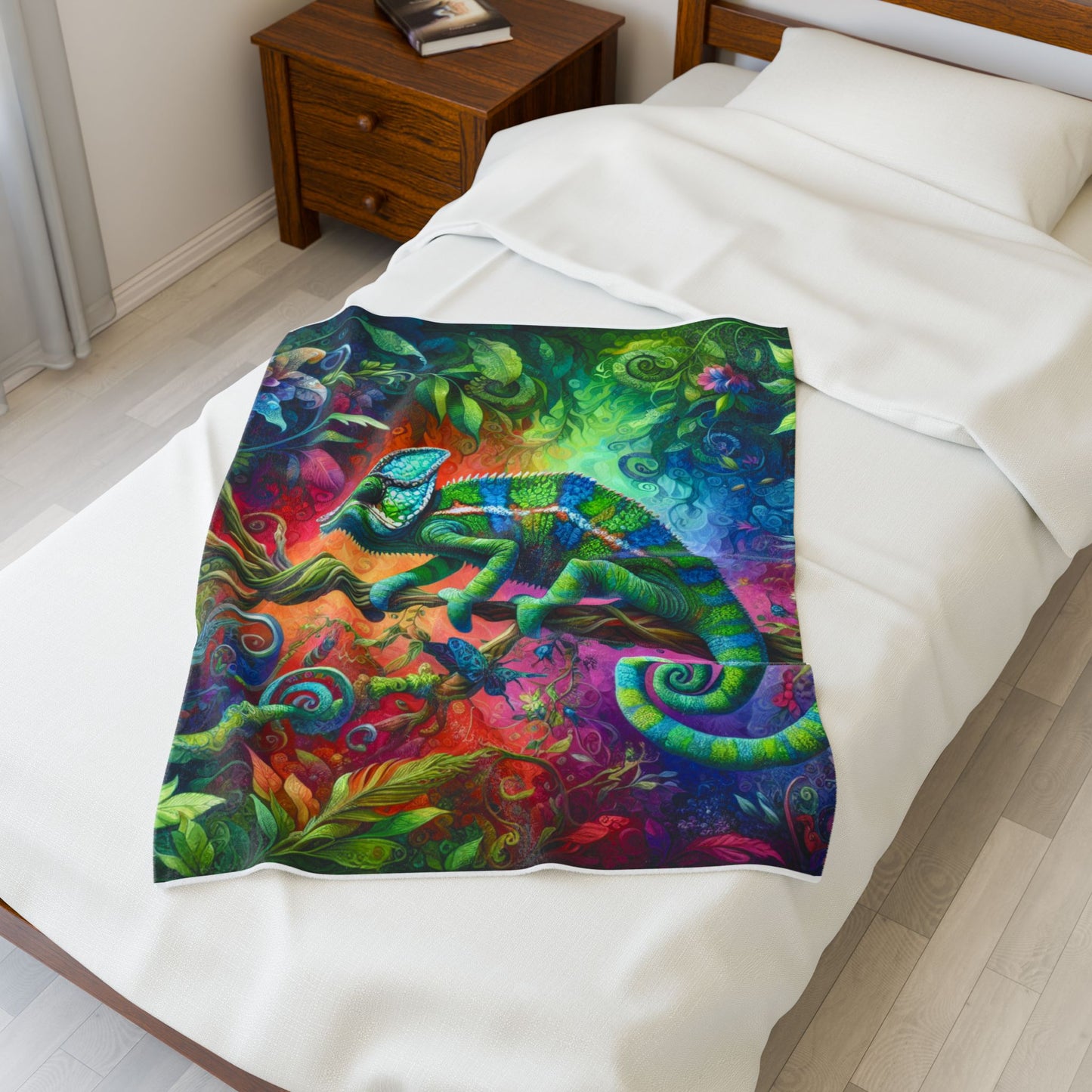 Chameleon in a Lush Jungle - Plush Blanket