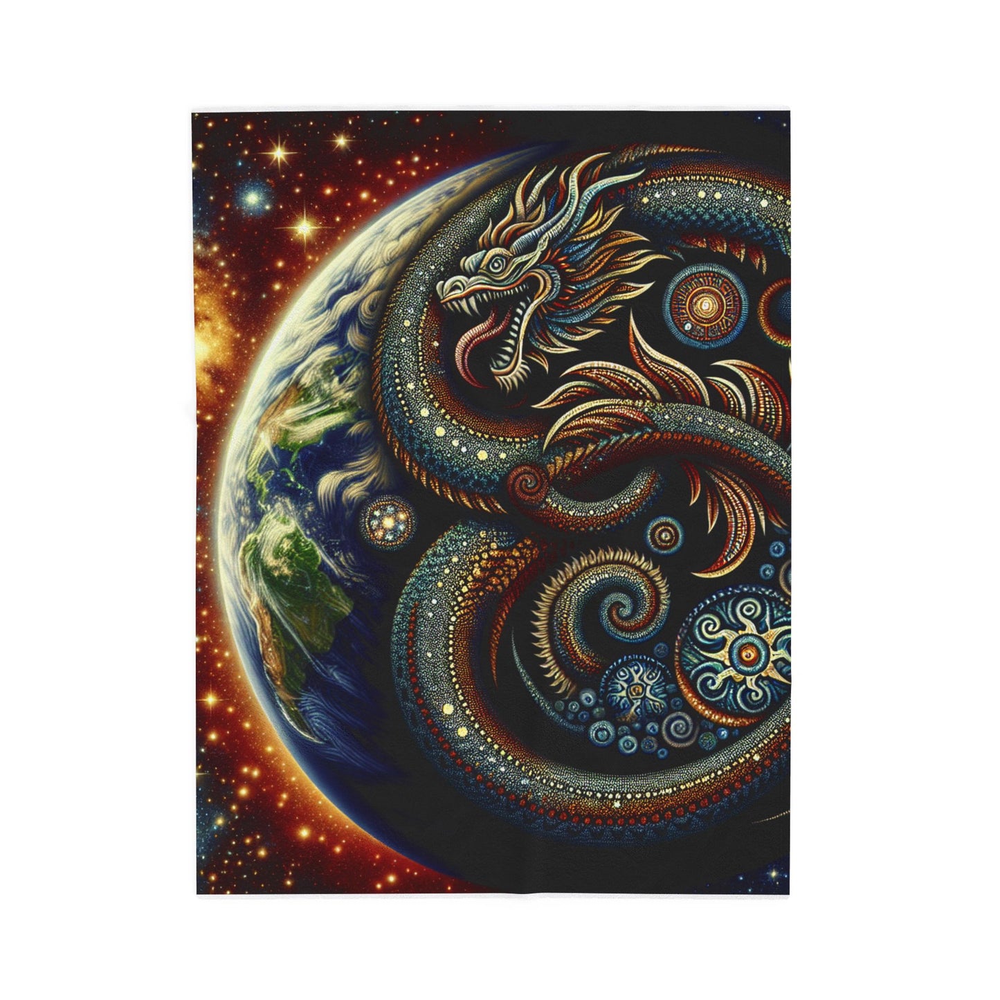 Stellar Dragon's Embrace - Plush Blanket