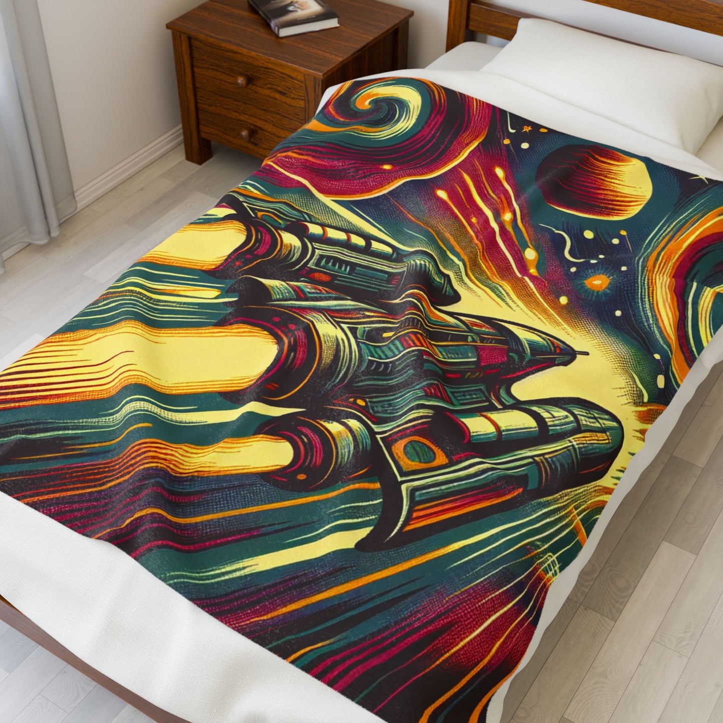 Rocket Odyssey Through the Cosmos - Plush Blanket