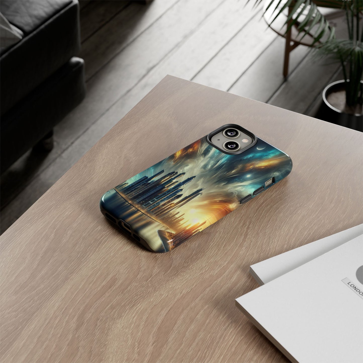 Cityscape under Celestial Tapestry - Phone Case