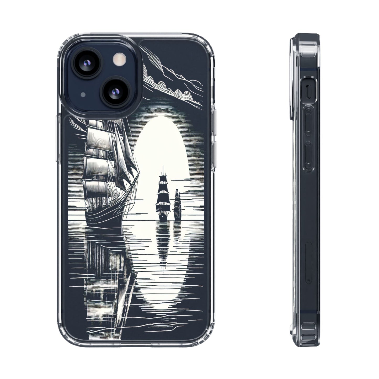 Transparent Sailboats on the Horizon Iphone Case Compatible With Iphone 16 15 14 - Clear Phone Cover