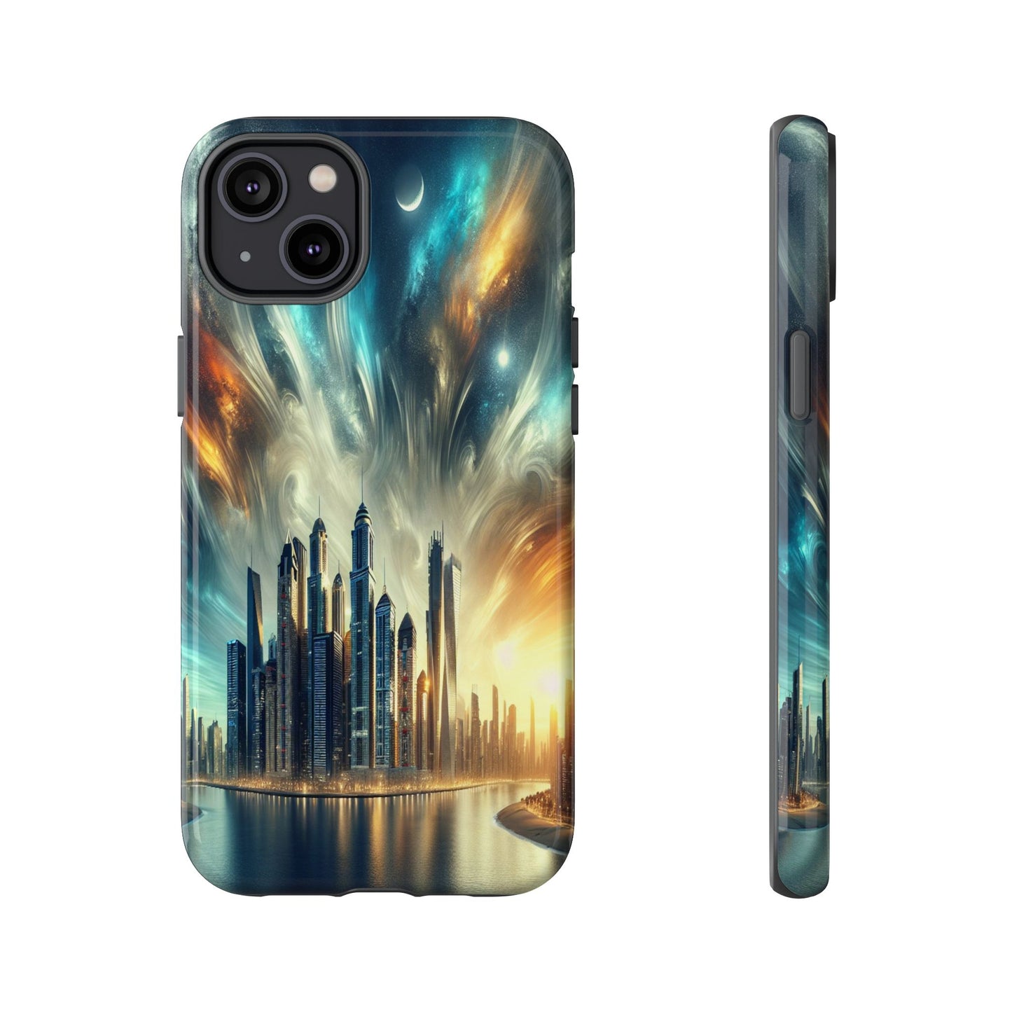 Cityscape under Celestial Tapestry - Phone Case