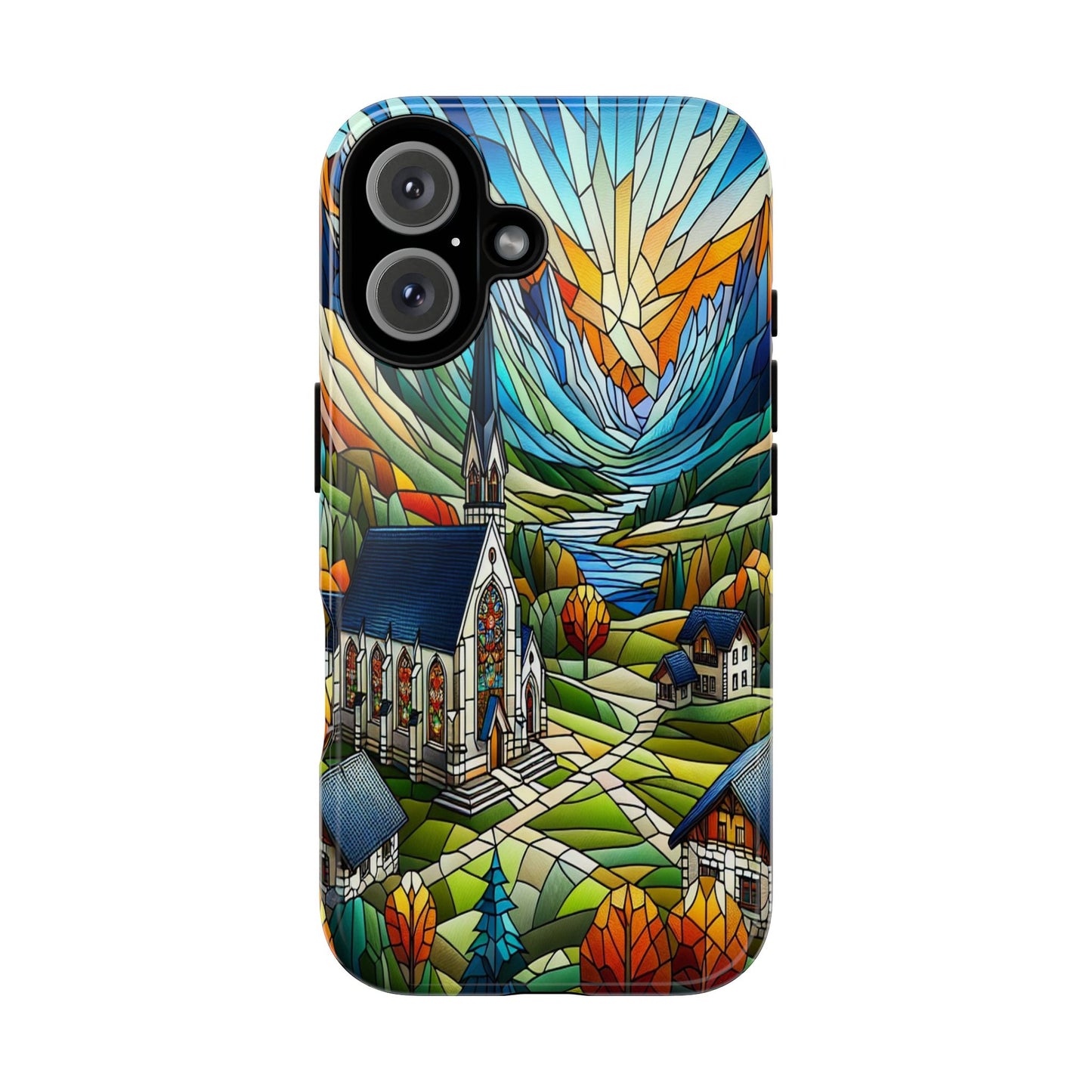 Stained Glass Countryside Scene - Phone Case