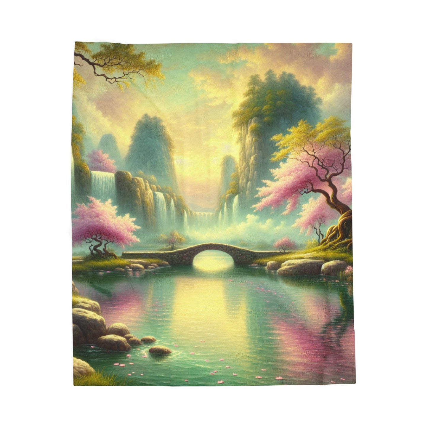 Idyllic Spring Cascade- Plush Blanket