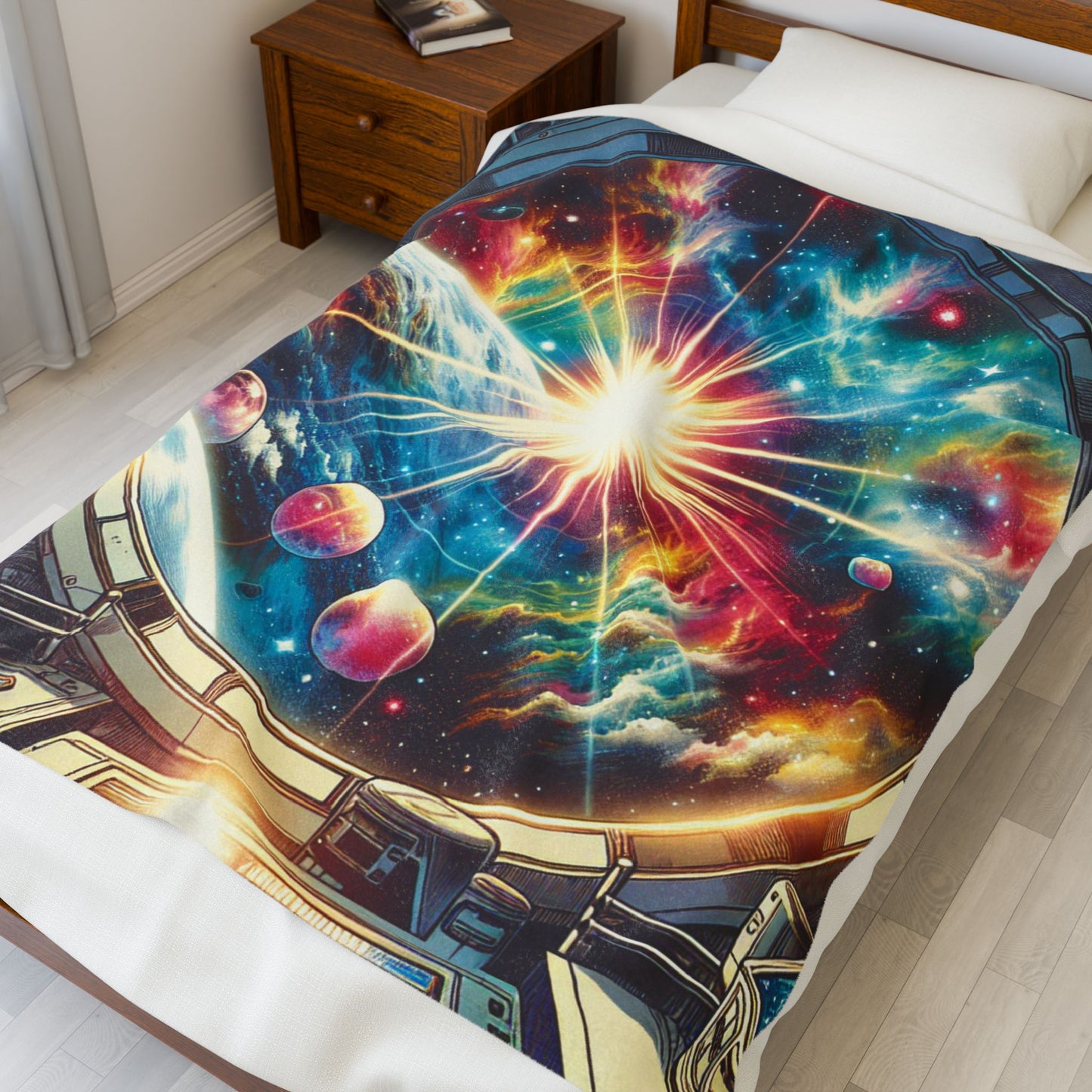 Galaxy Portal View from Spacecraft - Plush Blanket