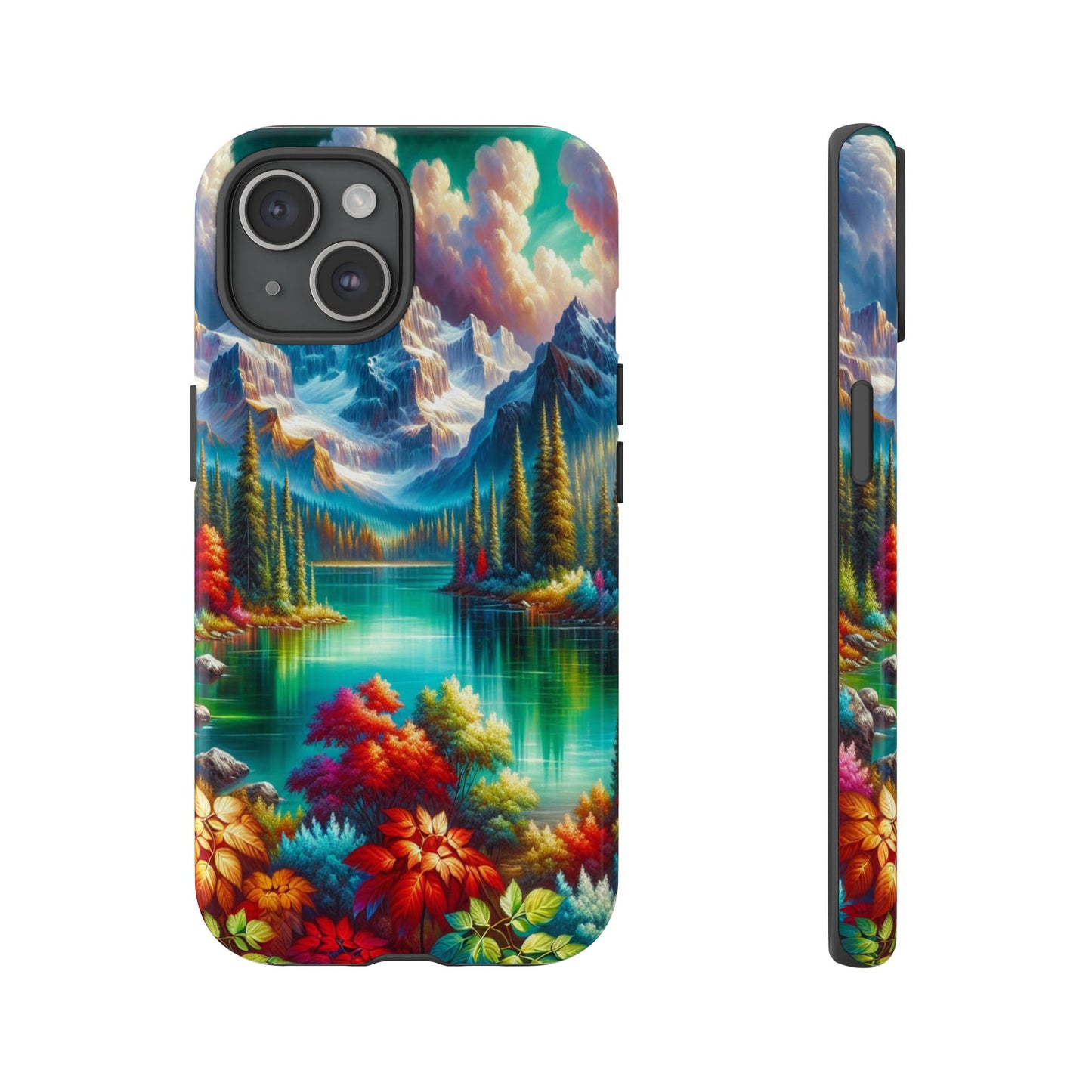 Colorful Mountain Lake Scene - Phone Case