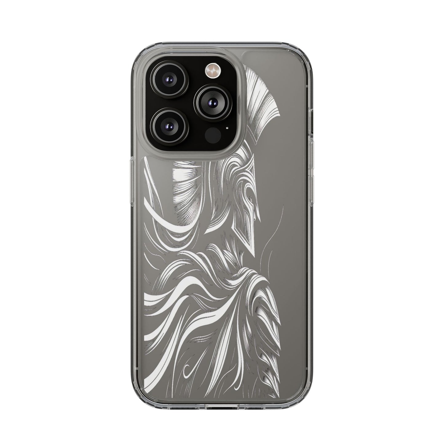 Transparent Helmeted Sentinel in Monochrome Motion Iphone Case Compatible With Iphone 16 15 14 - Clear Phone Cover