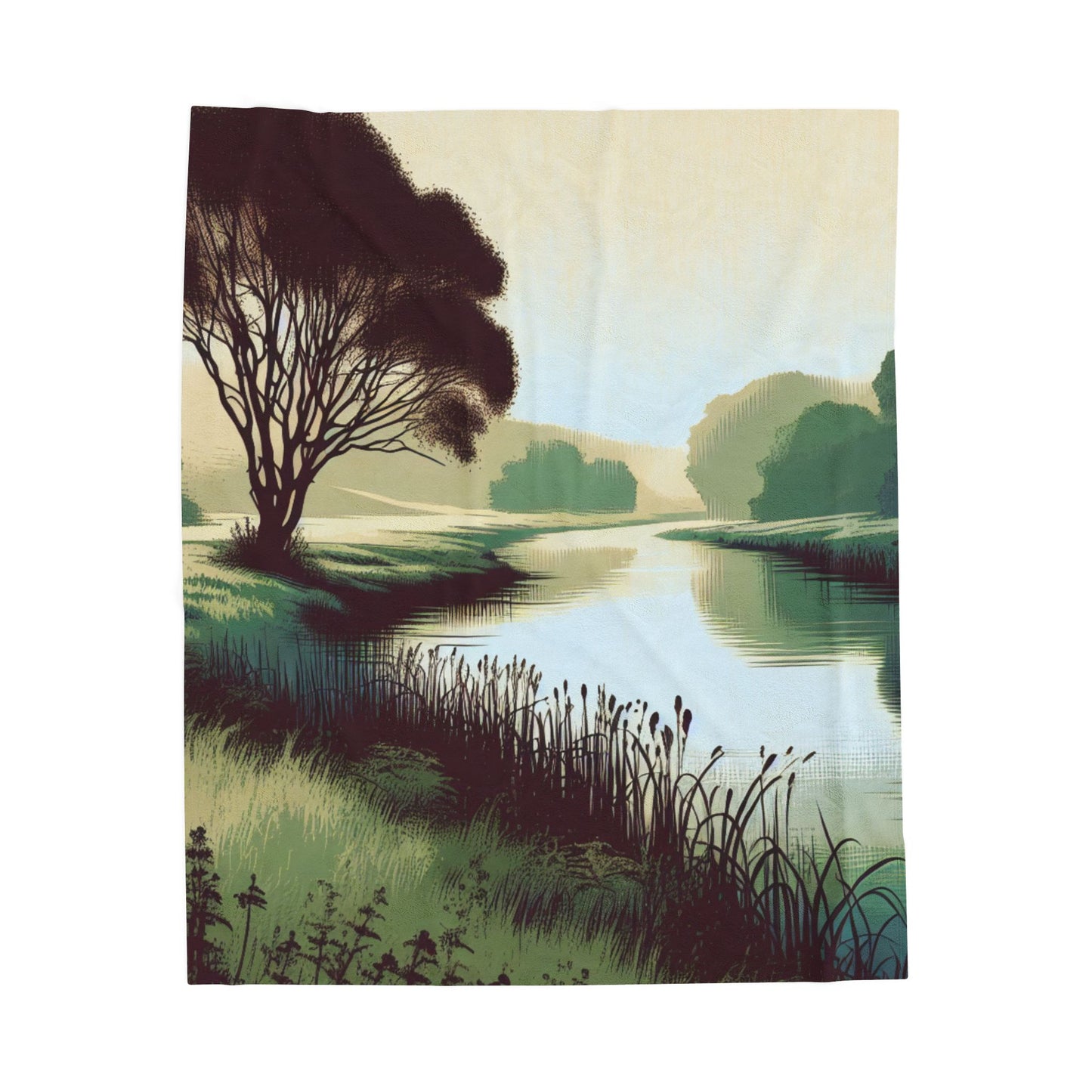 Tranquil River Scene - Plush Blanket