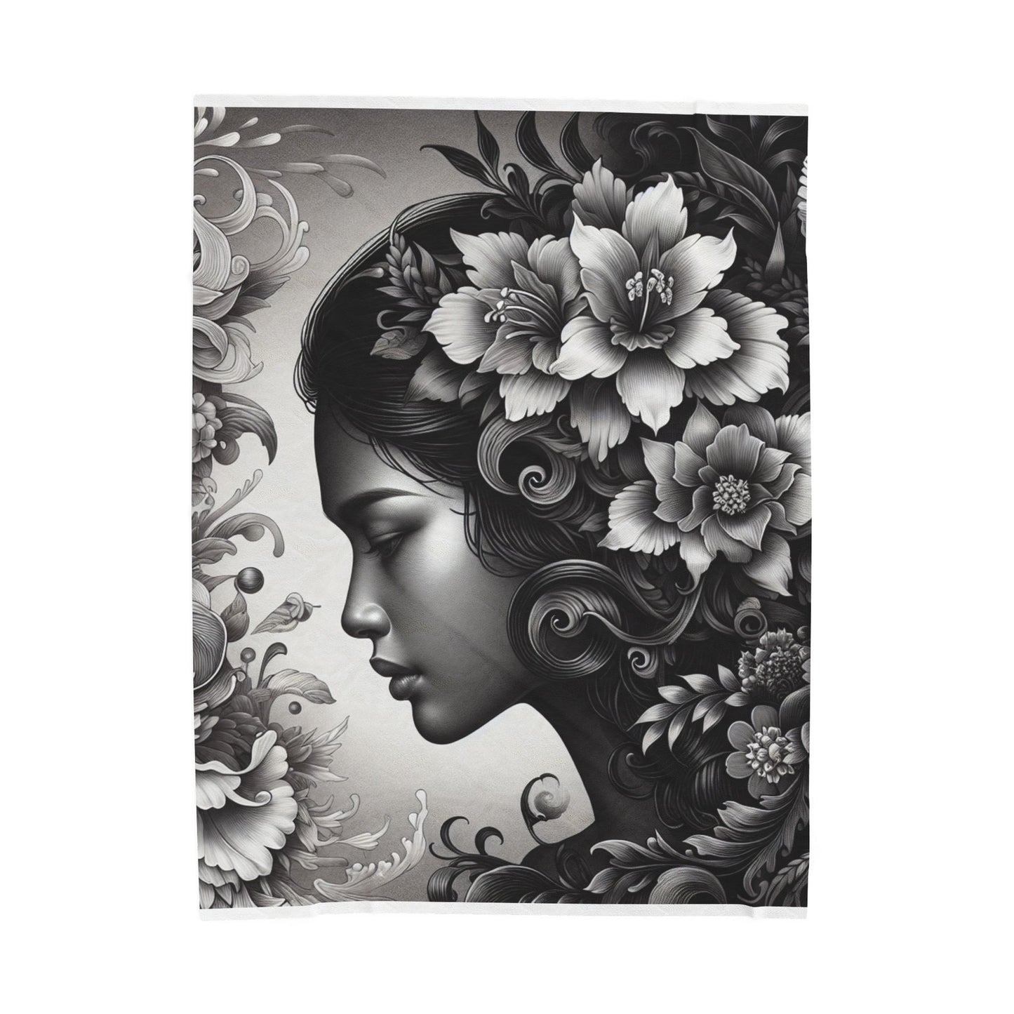 Monochrome Garden Whisper- Plush Blanket
