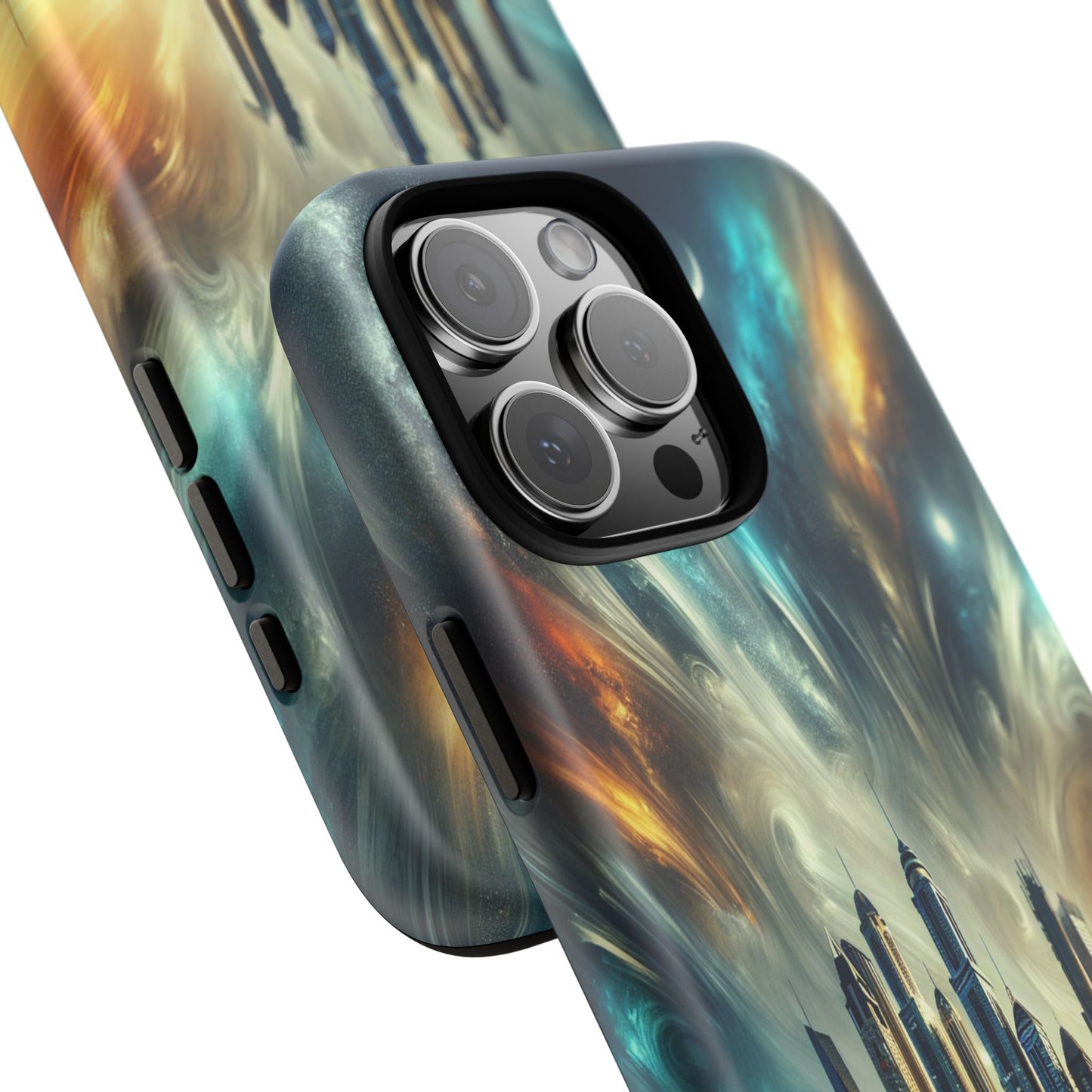 Cityscape under Celestial Tapestry - Phone Case