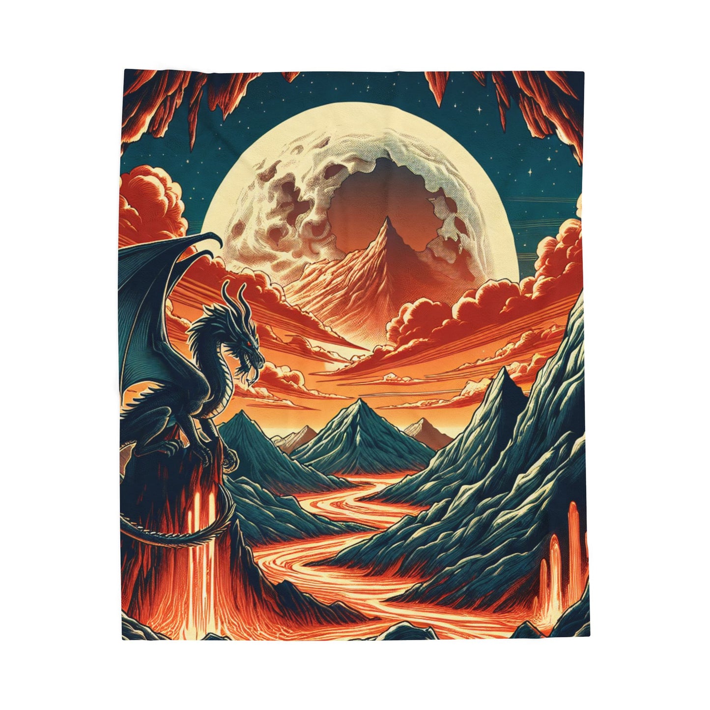 Dragon's Realm at Moonrise - Plush Blanket