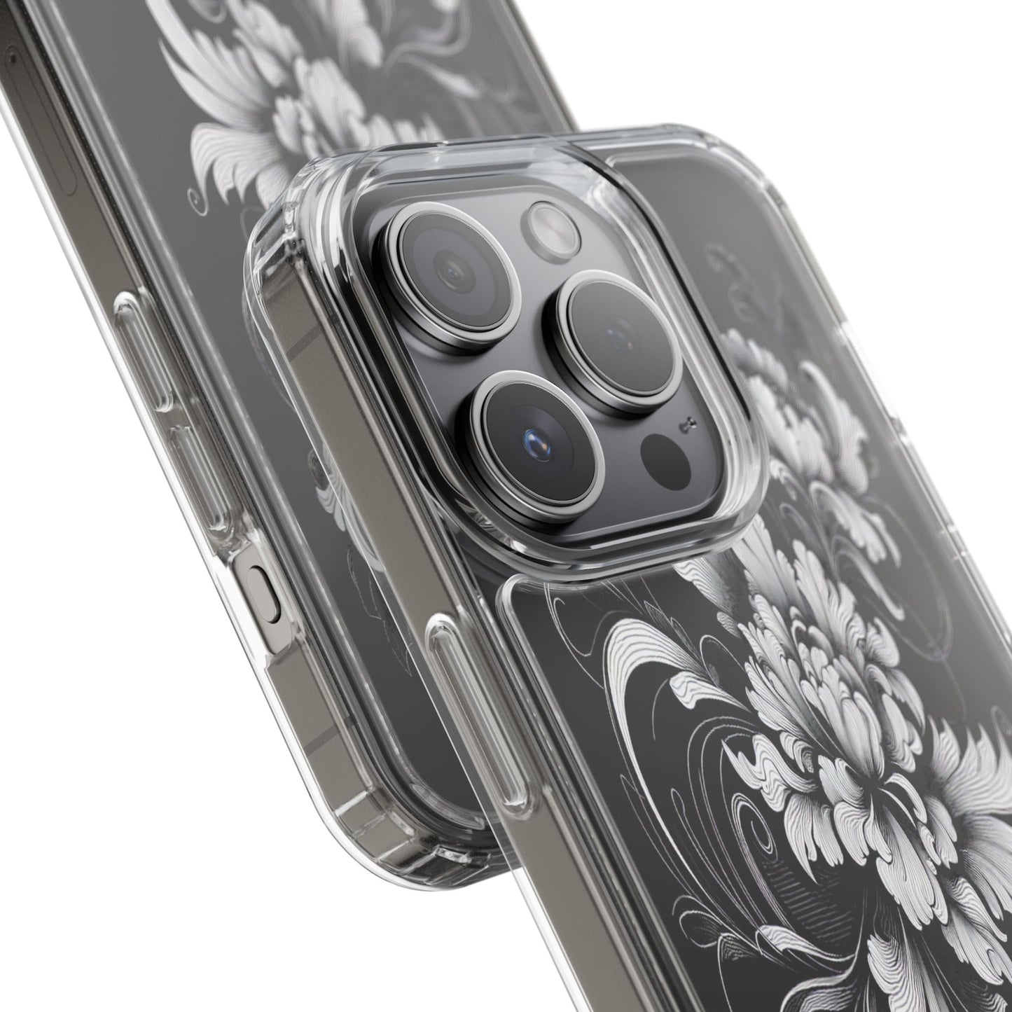 Transparent Intricate Flourish Design Iphone Case Compatible With Iphone 16 15 14 - Clear Phone Cover